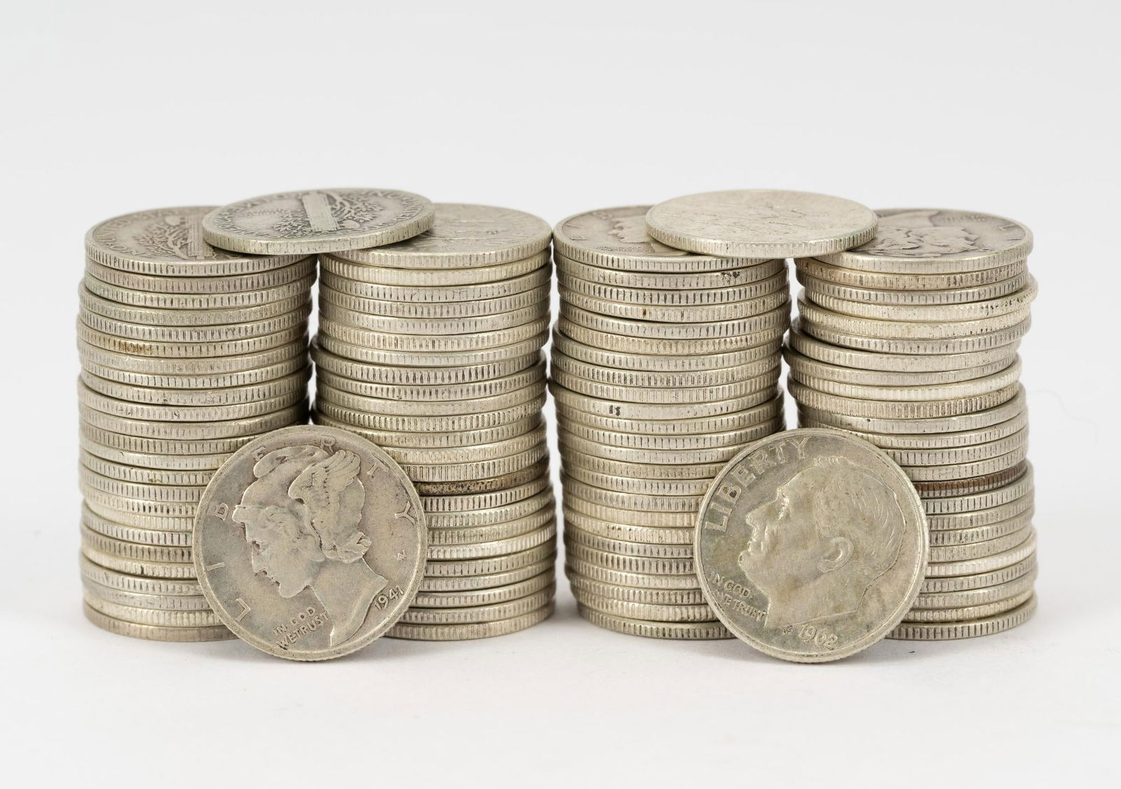 100 Silver Roosevelt and Mercury Dimes (1 of 1)