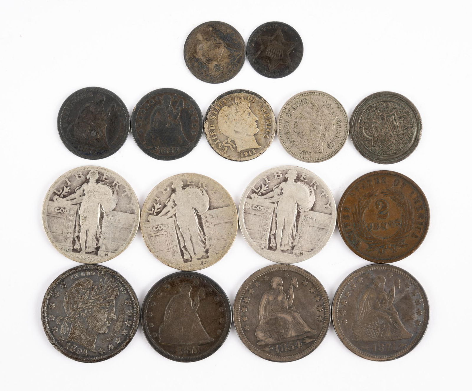 Seated Liberty Quarters, Dimes, Three Cent Silver (1 of 2)