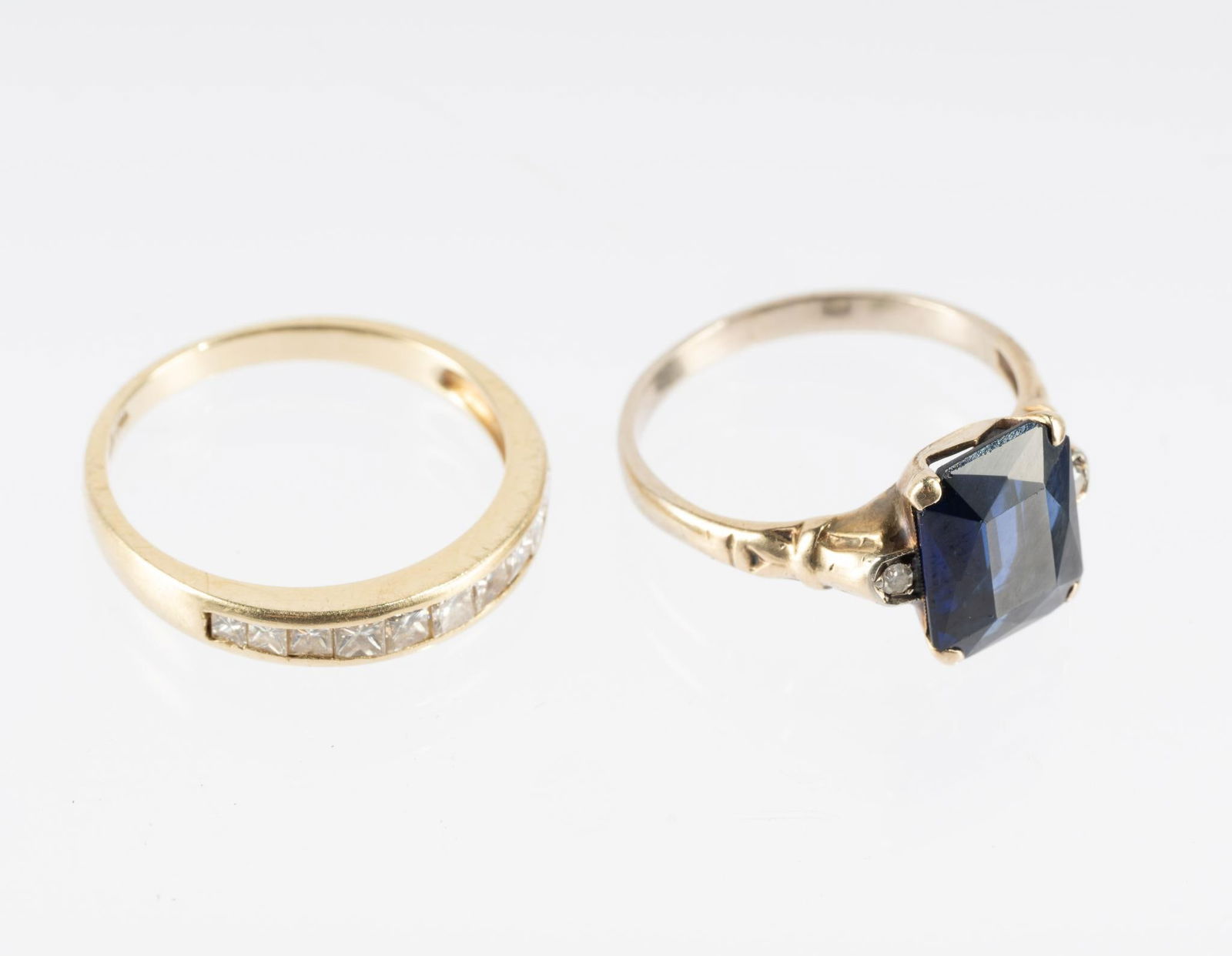 2 14K Gold Rings, Sapphire & Diamond (1 of 6)