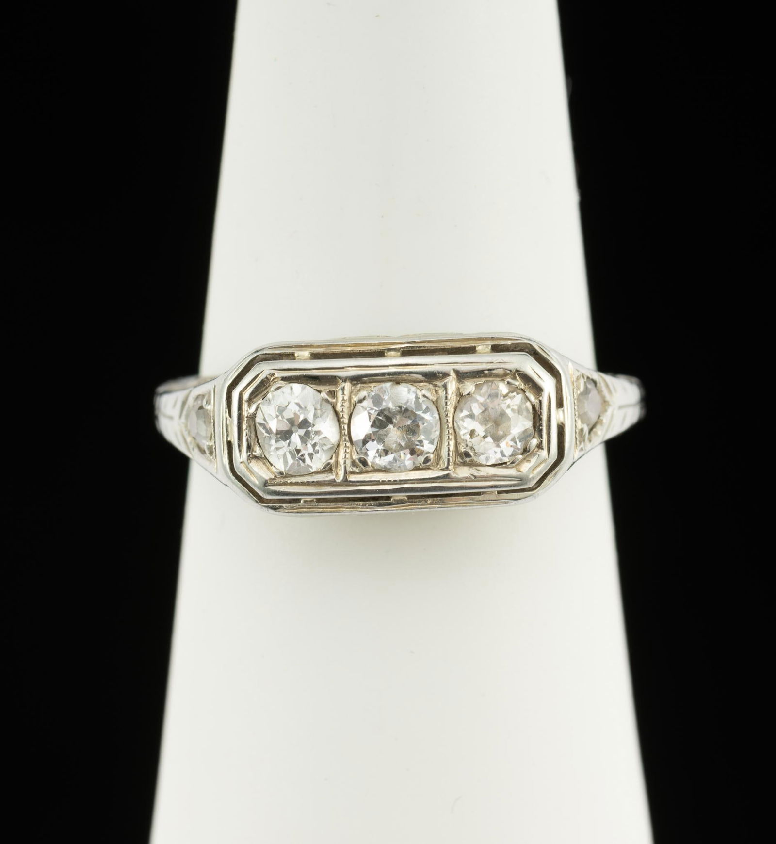Antique 14k White Gold and Diamond Ring (1 of 4)