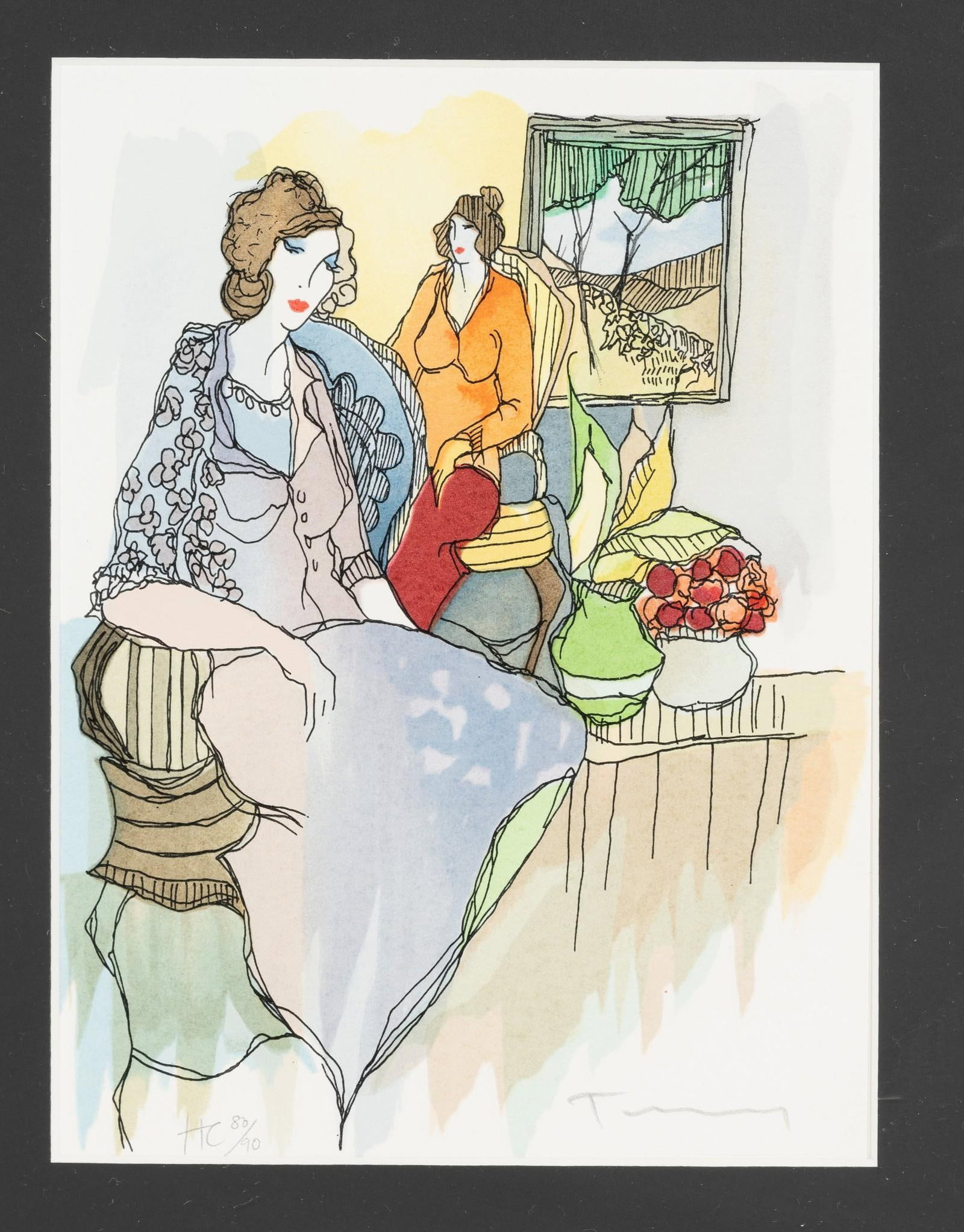 Itzchak Tarkay "Visiting Friends" Serigraph (1 of 5)