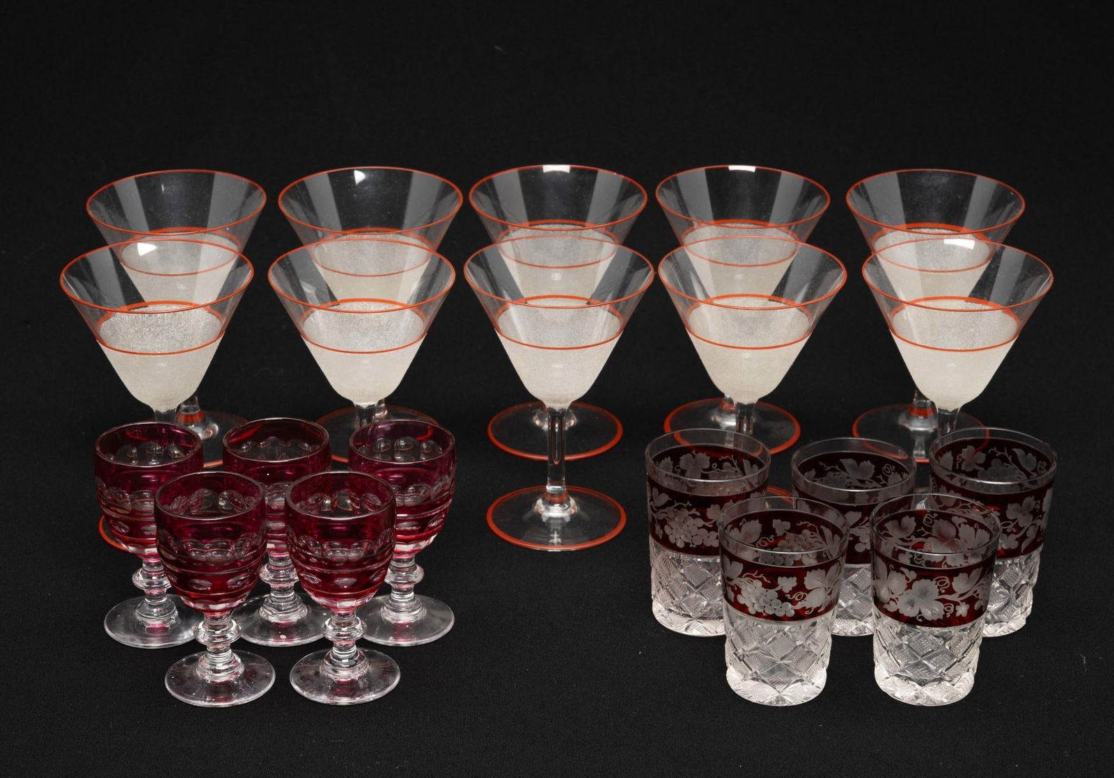 20 Pcs Glassware Incl Mid Century Martini Glasses (1 of 4)