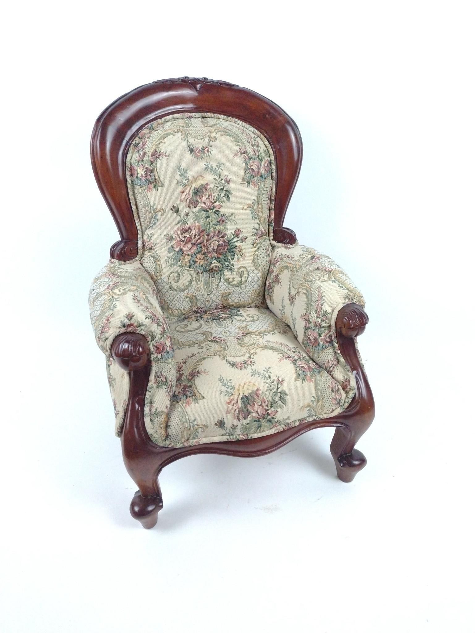 Child's Victorian Arm Chair: NOT ELIGIBLE FOR IN-HOUSE SHIPPING. 16-1/2" wide x 15" deep x 22-3/4" high.