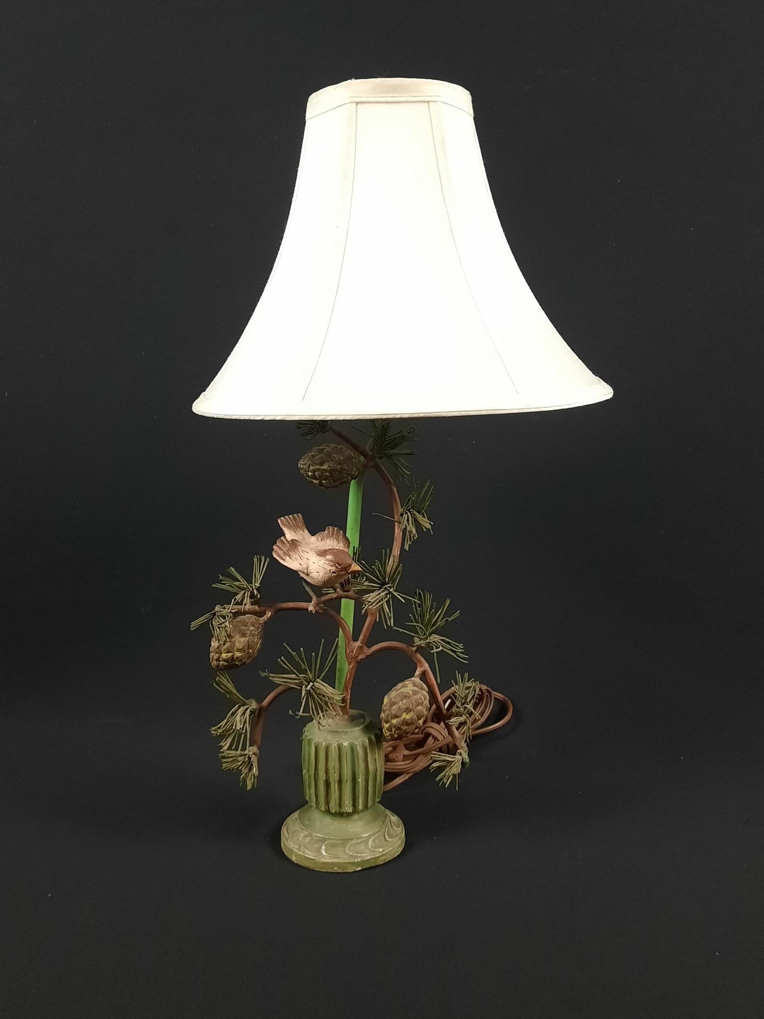 Table Lamp with Bird and Pine Tree (1 of 2)
