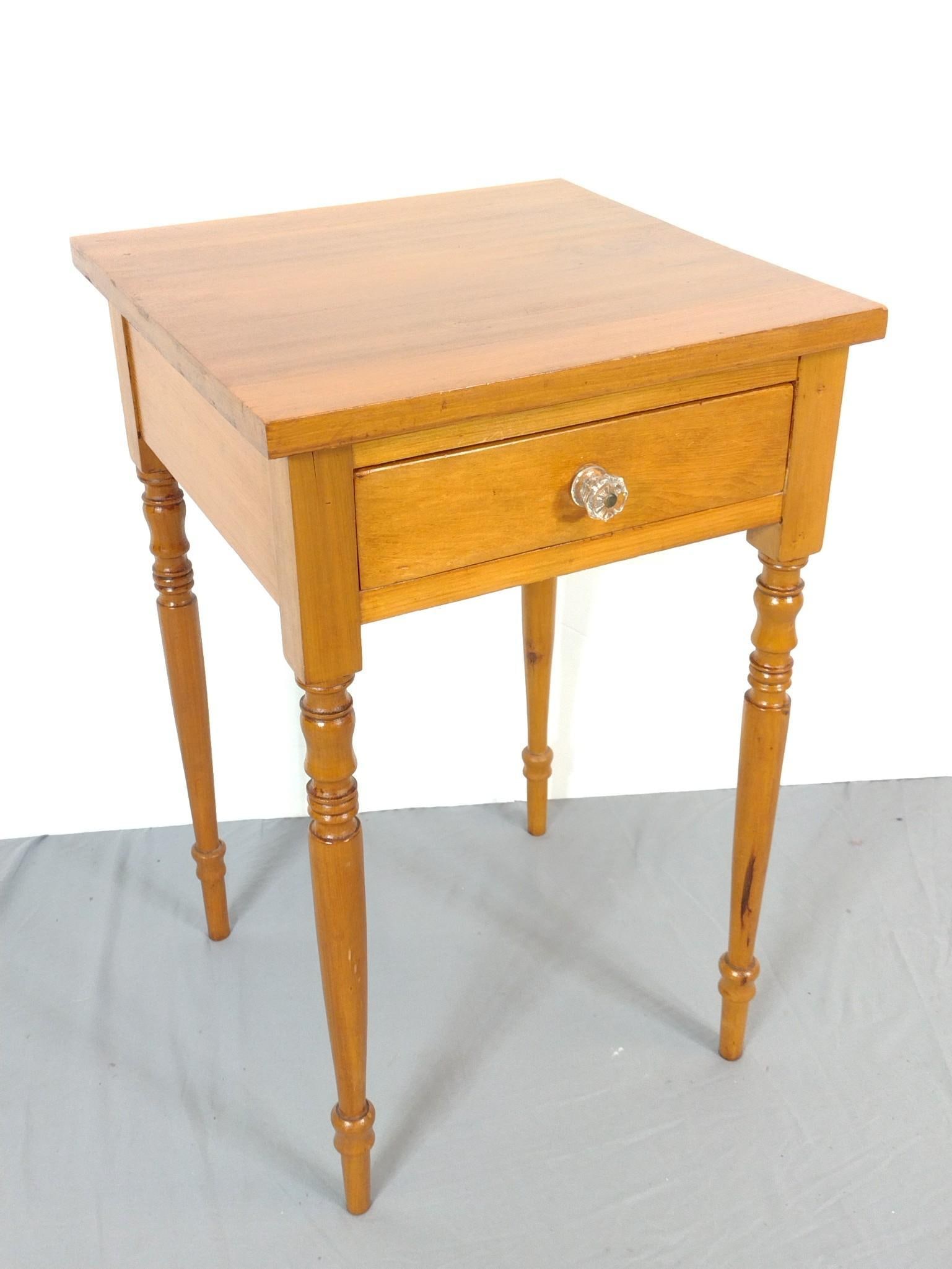 Single Drawer Side Table: NOT ELIGIBLE FOR IN-HOUSE SHIPPING. 19" wide X 18-1/2" deep X 30" high. Has a few light scratches.