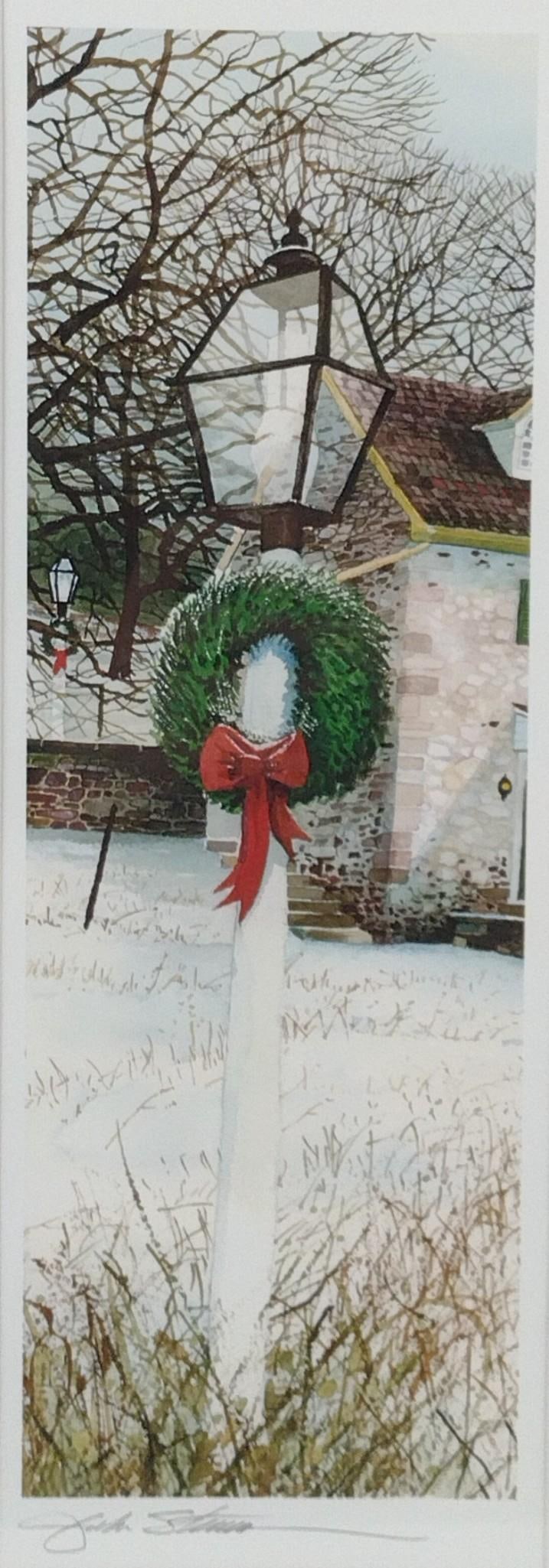 John Stevens Holiday Light Post Watercolor (1 of 5)