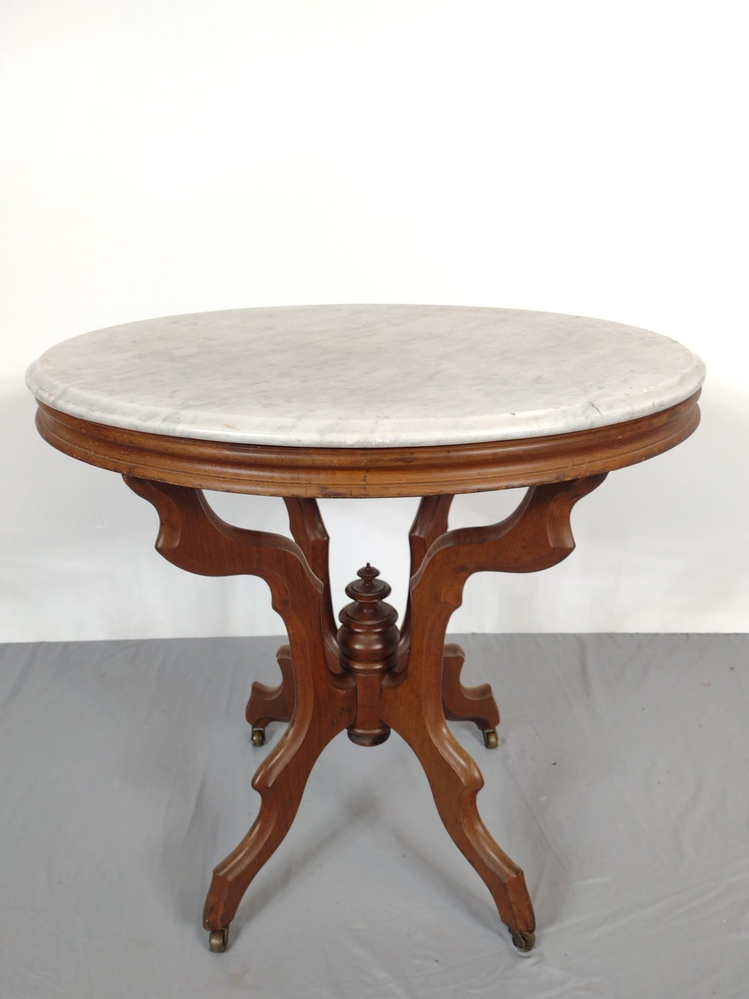 Marble Top Occasional Table: NOT ELIGIBLE FOR IN-HOUSE SHIPPING. 29-1/2" wide X 21-1/2" deep X 28-1/4" high.