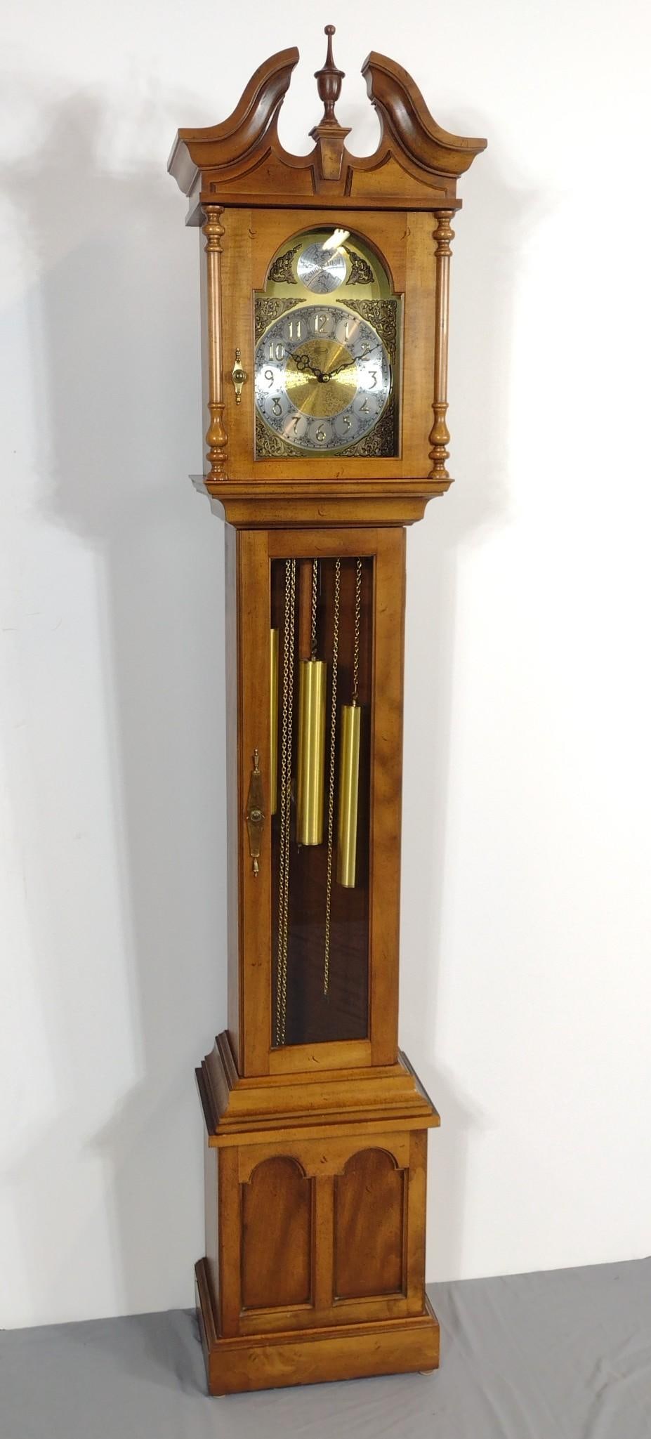 Cornwell Tall Case Clock: NOT ELIGIBLE FOR IN-HOUSE SHIPPING. Working. 14-3/4" wide X 9-1/4" deep X 80" high.