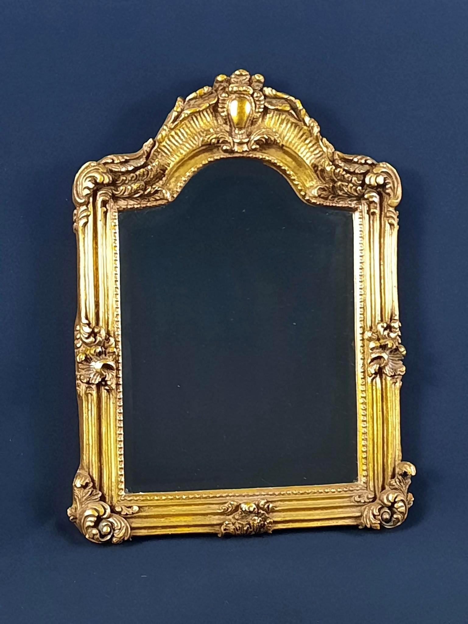 Gilt Wall Mirror: NOT ELIGIBLE FOR IN-HOUSE SHIPPING. Overall with frame 20-3/4" high x 15-3/4" wide.