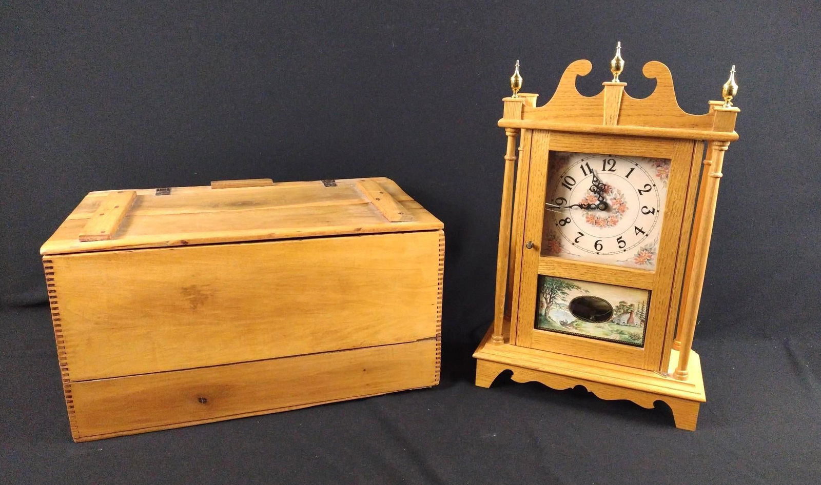 Mantle Clock & Wood Chest (1 of 4)