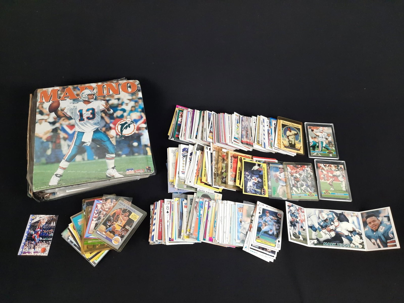 Large Grouping Football & Basketball Cards: Some signed. Includes signed Clarence Weatherspoon.