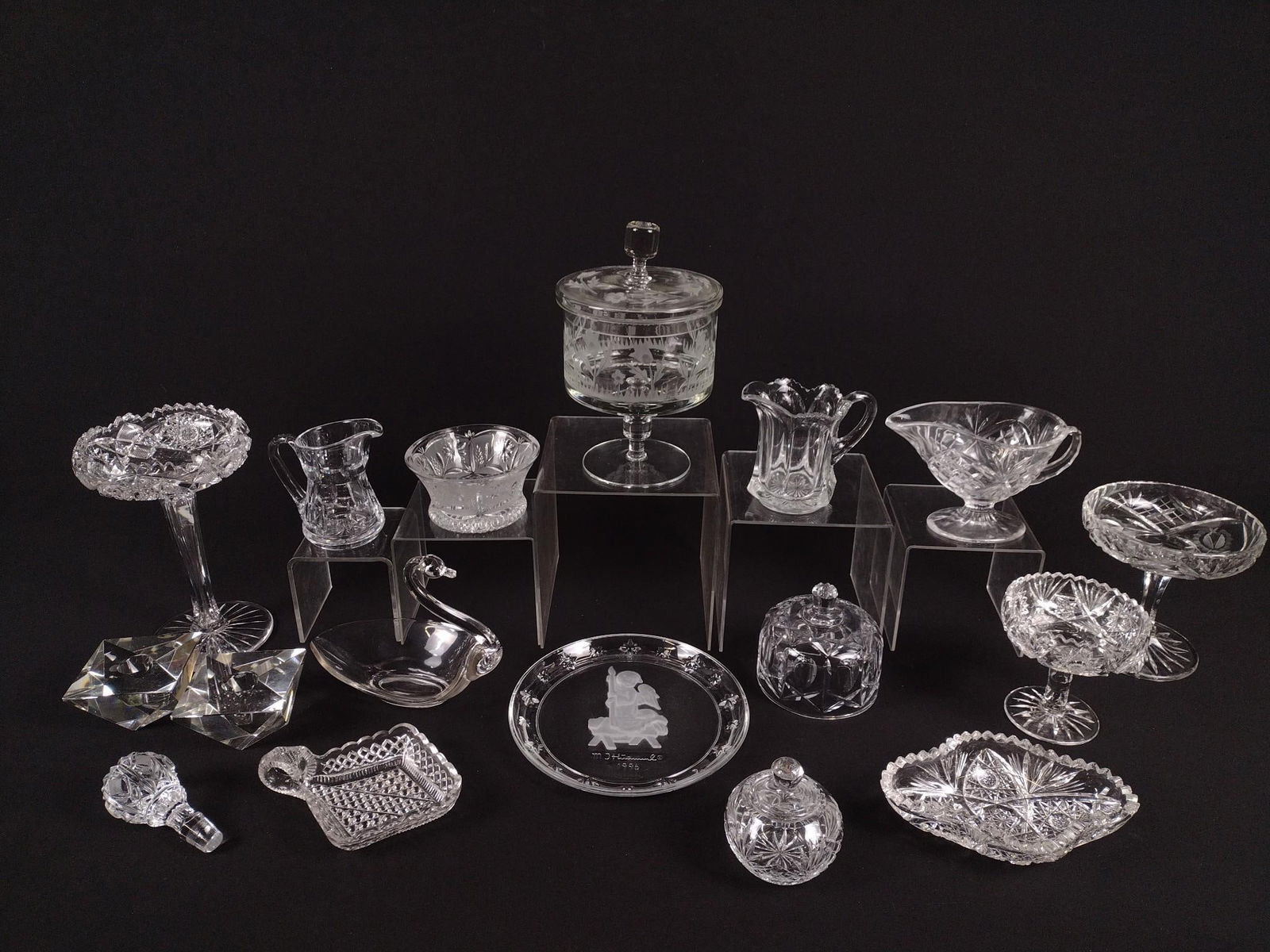 17 Pcs. Clear Pressed Glass (1 of 6)