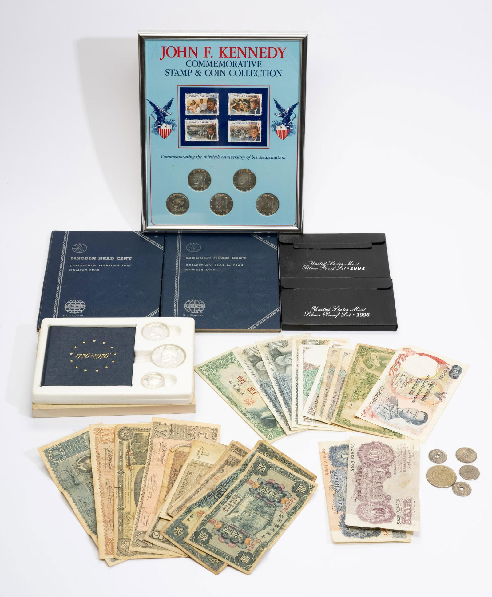 Three Silver Proof Sets Wheat Cents World Bills (1 of 7)