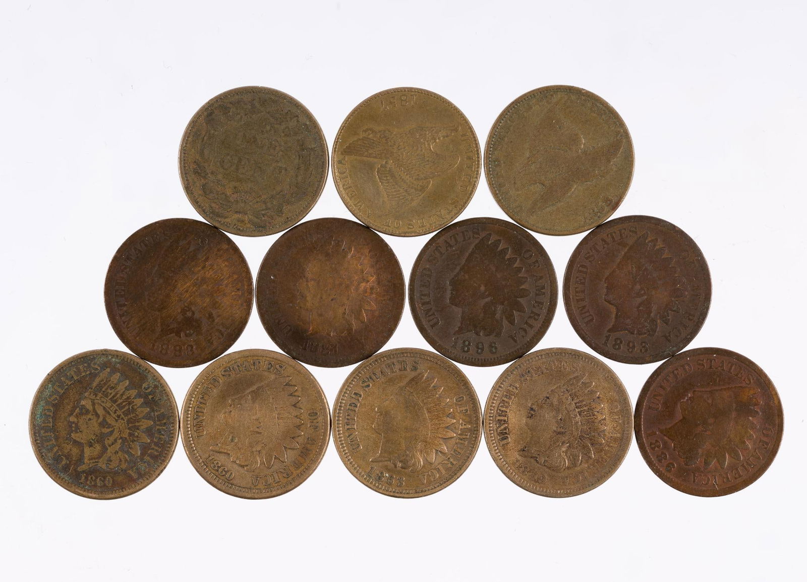 12 Flying Eagle and Early Indian Head Cents (1 of 2)