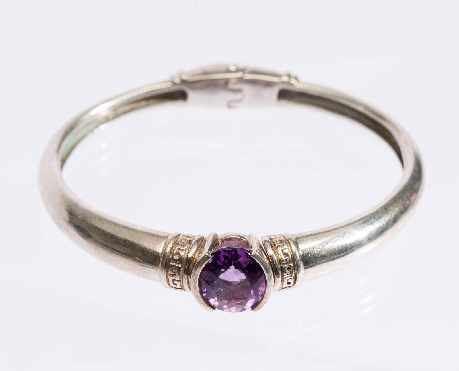 Sterling Silver & Amethyst Bangle Bracelet (1 of 4)
