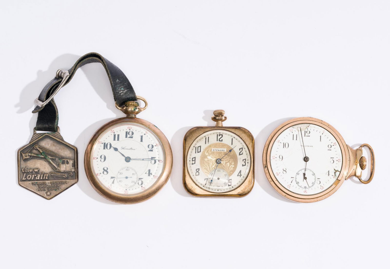 3 Pocket Watches Incl Hamilton, Waltham, Steward (1 of 7)