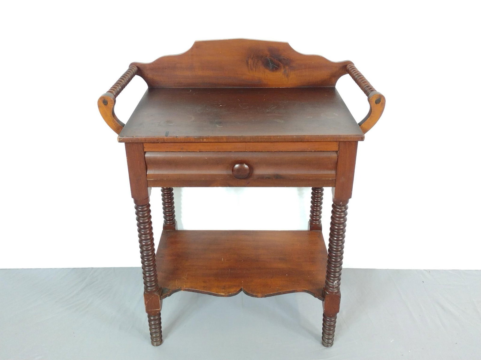 Single Drawer Wash Stand: NOT ELIGIBLE FOR IN-HOUSE SHIPPING. 30-1/4" Wide X 17-1/4" deep X 36" high. Has some scratches.