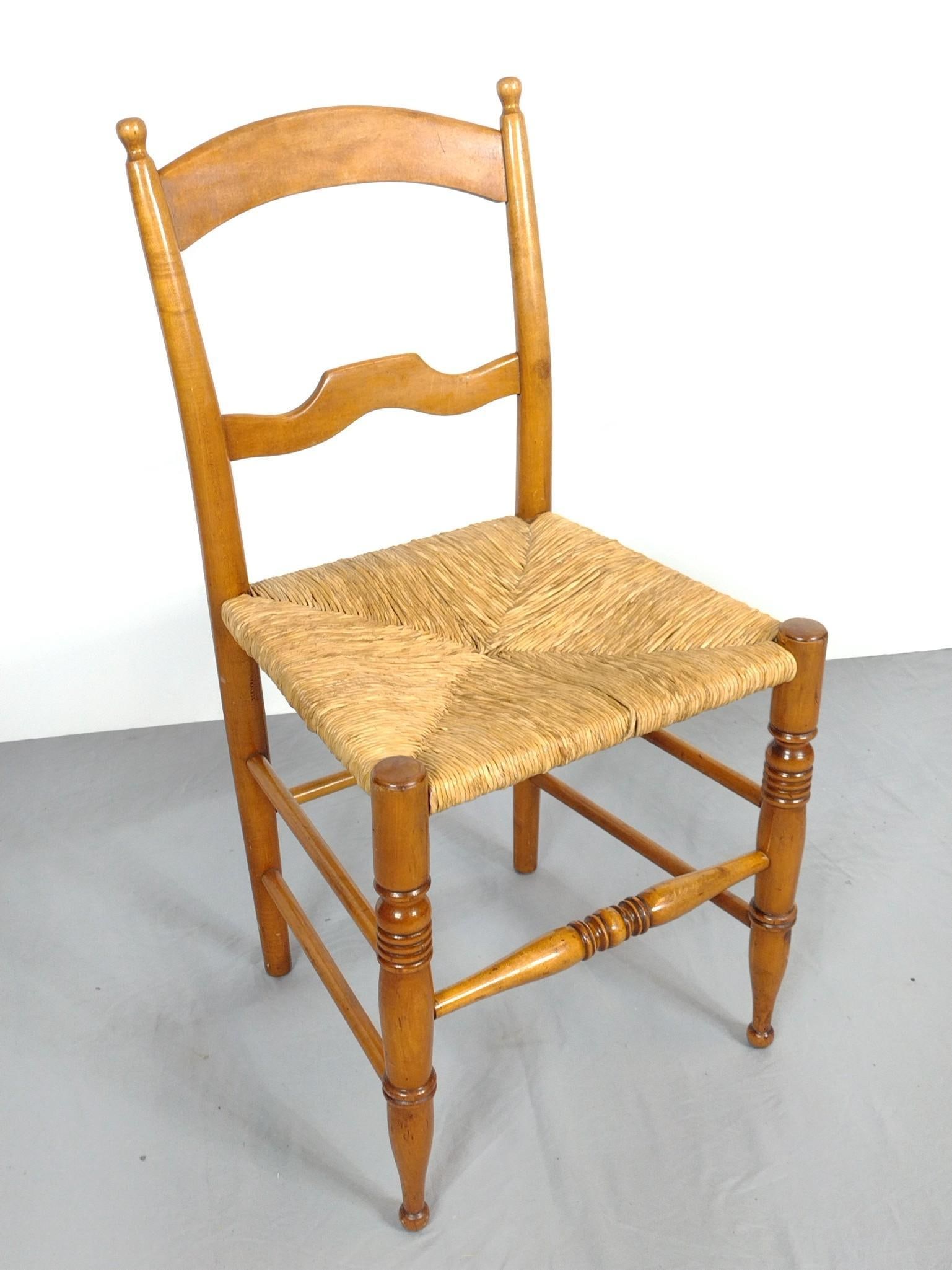 Stickley Rush Seated Chair: NOT ELIGIBLE FOR IN-HOUSE SHIPPING. 17-1/4" wide X 16" deep X 33-3/4" high. Has some light scratches. PROVENANCE: Sale of this item to benefit Historic Harrisburg Association.