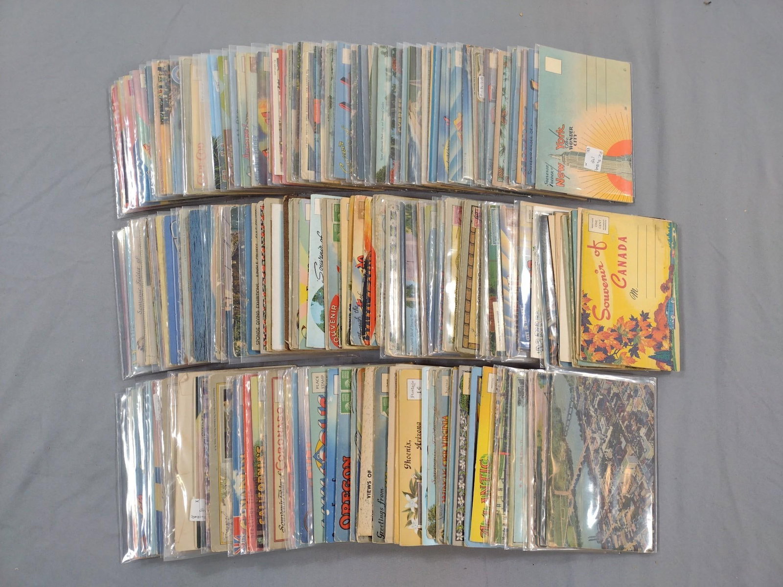 Large Grouping Souvenir Post Card Albums incl British Columbia: Albums with bound and unbound post cards. Includes Cape Cod, New Orleans, Chinatown San Francisco, and more.