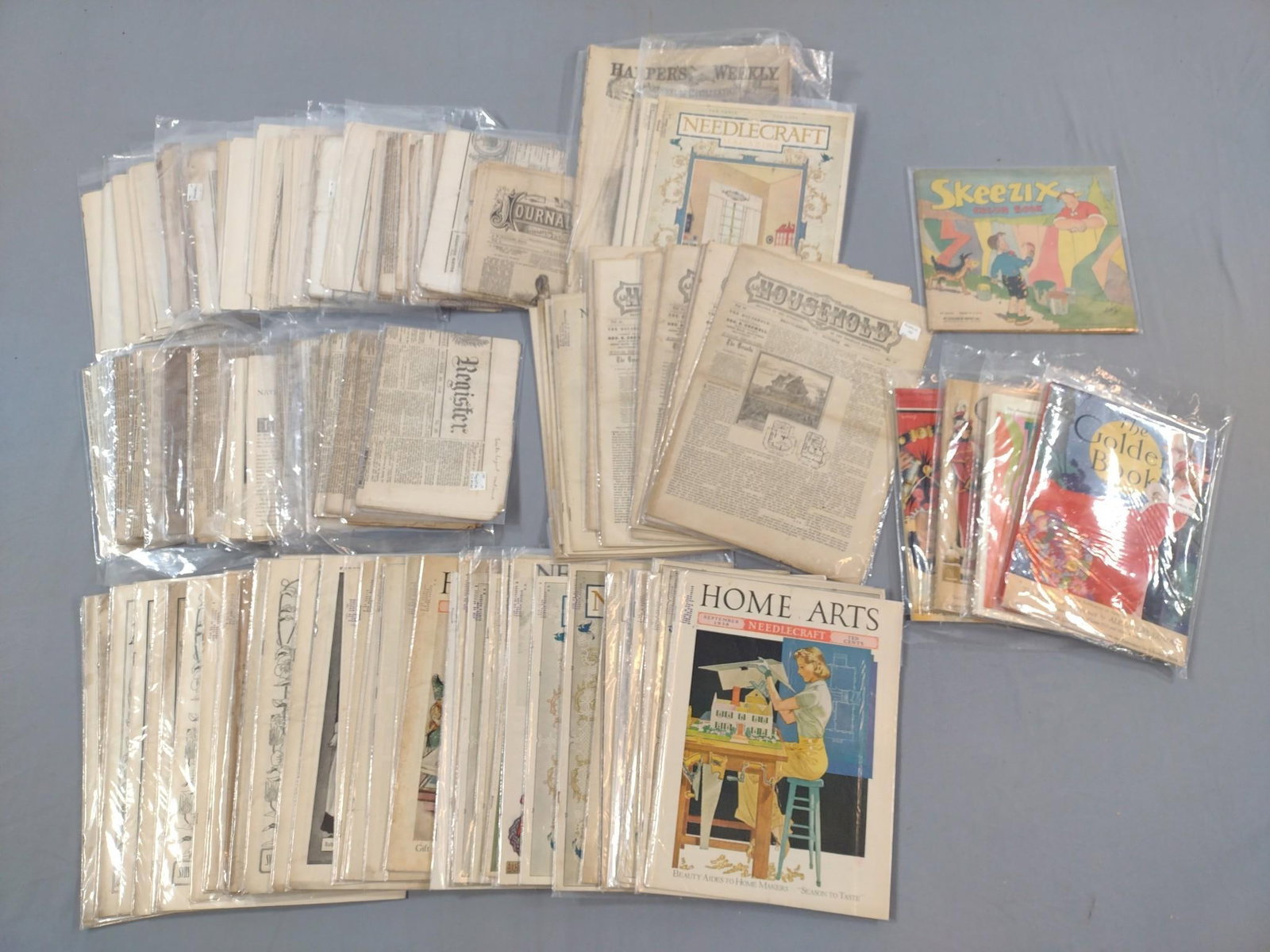 Large Grouping Newspapers and Magazines incl Salem Register: Also includes Hingham Journal, Household Weekly, and more.