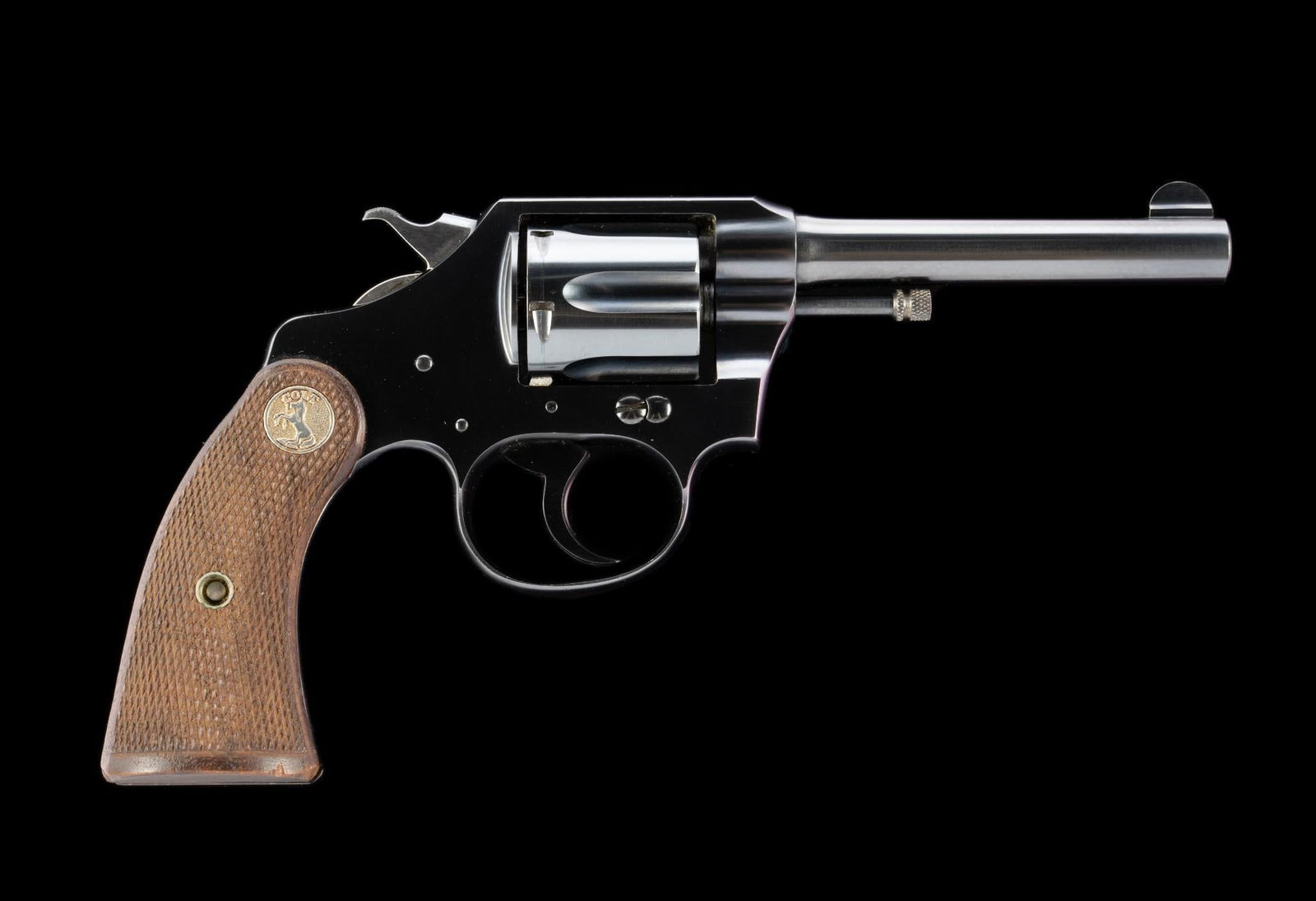 Colt Police Positive Double Action Revolver, Caliber .32: Serial Number: 210919 Design: Here is a Colt Police Positive revolver in Caliber .32 Police, so marked on the 4" blued barrel. 6-shot cylinder. Tight lock-up. This example dates to 1925. The revolver