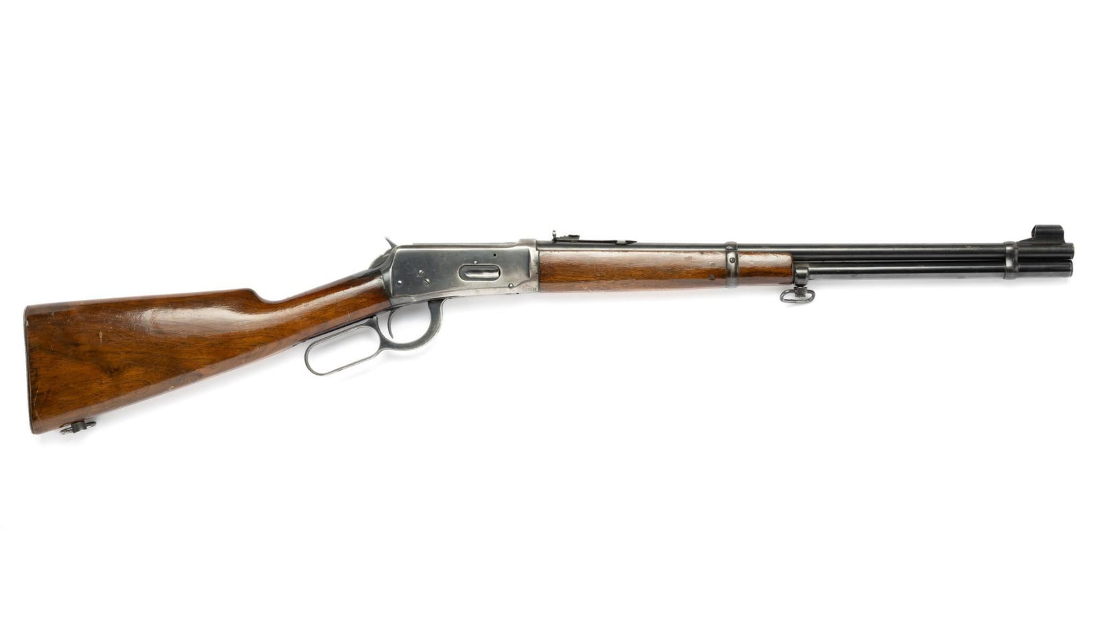 Pre '64 Winchester Model 94 Carbine, Caliber .32 Winchester Special: Serial Number: 1365404 Design: This Winchester Model 94 carbine dates to the 1943-1947 era. Standard 20" barrel, caliber .32 Winchester Special. Protected front sight; leaf rear. Most of the factory b