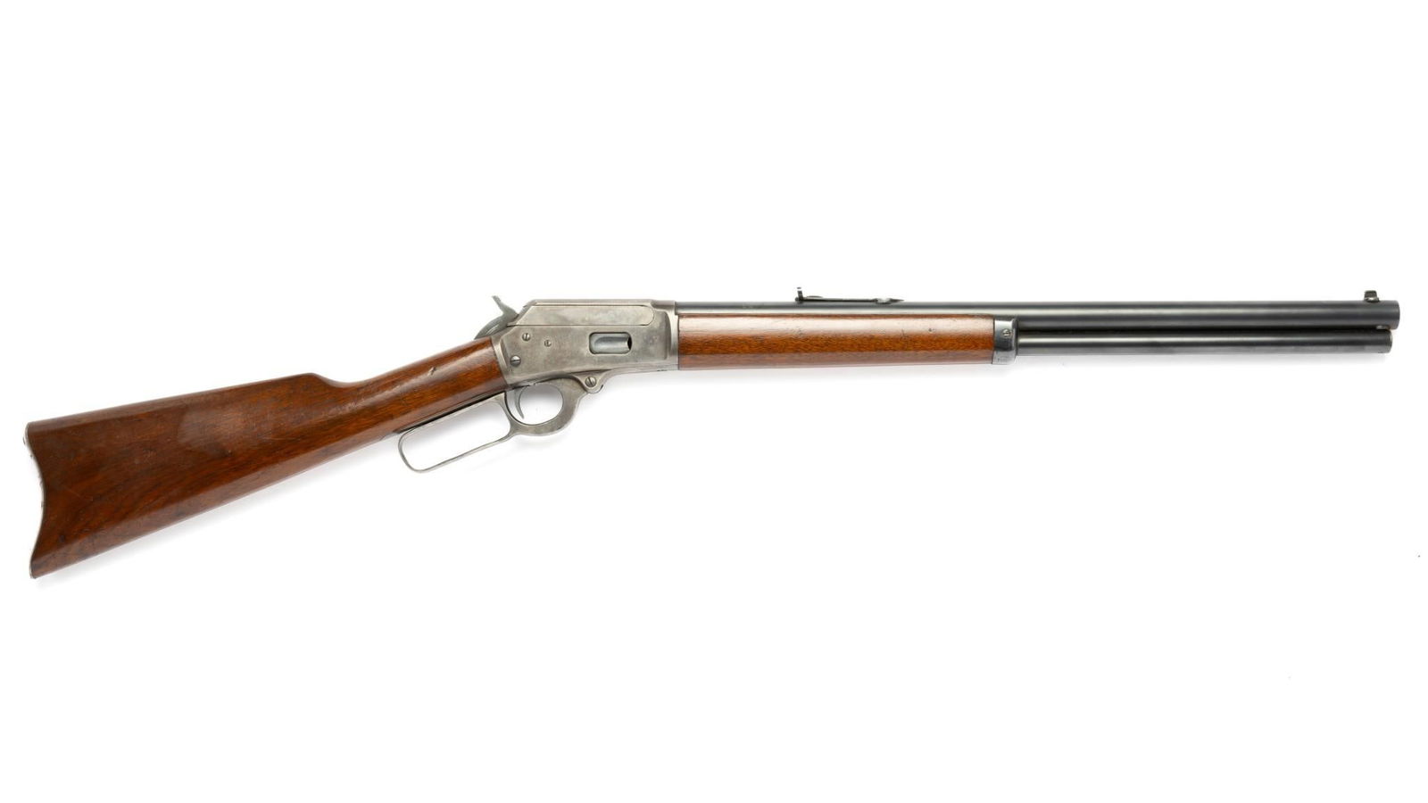Marlin Model 1894 Lever Action Carbine, Caliber .38-40: Serial Number: 530 Design: The Marlin Model 1894 was made from 1894 to 1935. This is a later carbine specimen with a 20" blued, round barrel in caliber .38-40. It is marked "Model 94" on the tang and