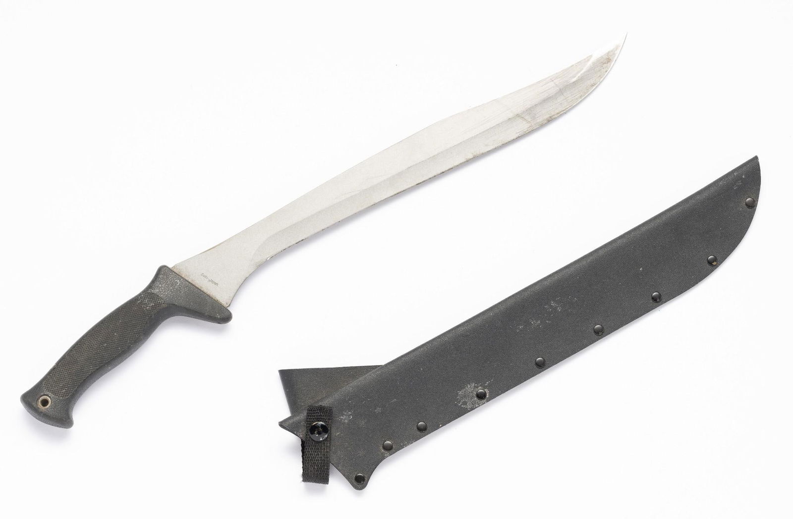 Japanese Machete w/ Scabbard: Marked "Seki-Japan" on blade. Overall 22-1/8" long.