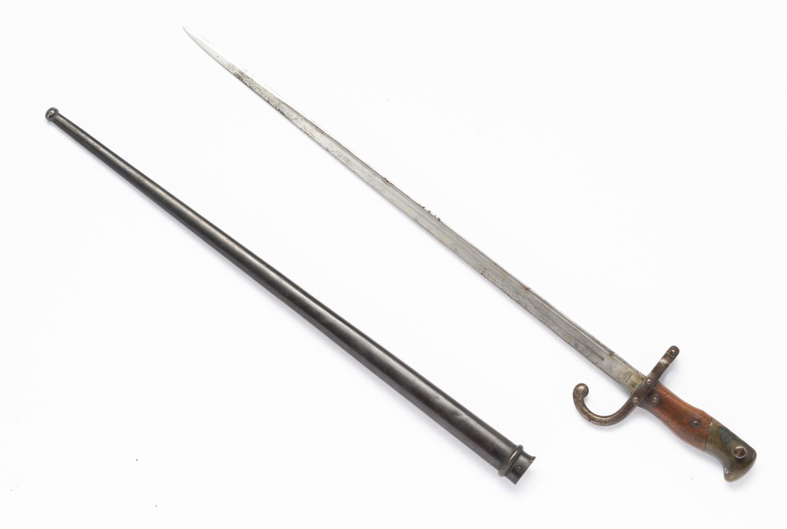 WWI Alex Coppel Solingen German Bayonet w/ Scabbard: Blade marked Alex Coppel Solingen. Overall 26" long.
