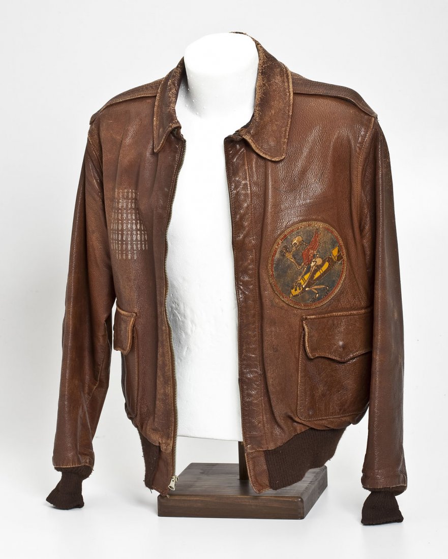 WWII 65 Mission Decorated A-2 Flight Jacket: DESCRIPTION: 12th Airforce flight jacket belonging to Joseph W. Gould, who served as a Captain in the Air Force from 1942-1945. He was a native of Hershey, PA and served in the 447th squadron/321st bo