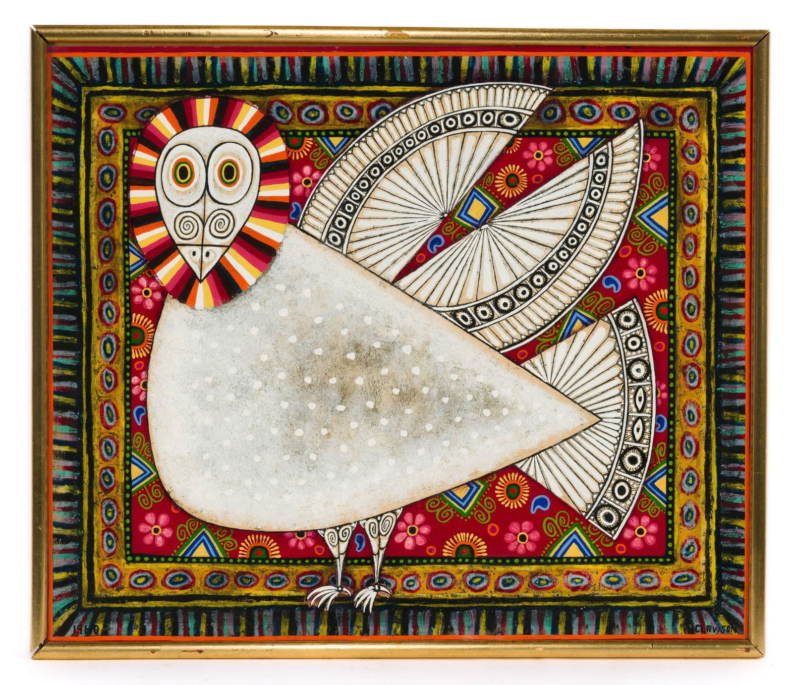 Rex Martin Clawson (American, 1929-2007) Painting: NOT ELIGIBLE FOR IN-HOUSE SHIPPING. DESCRIPTION: Rex Martin Clawson 1929 - 2007, encaustic on board (oil and tempra), Signed lower right. MEASUREMENT: 21 3/4" X 25 3/4", 23" X 27" framed. CONDITION: T