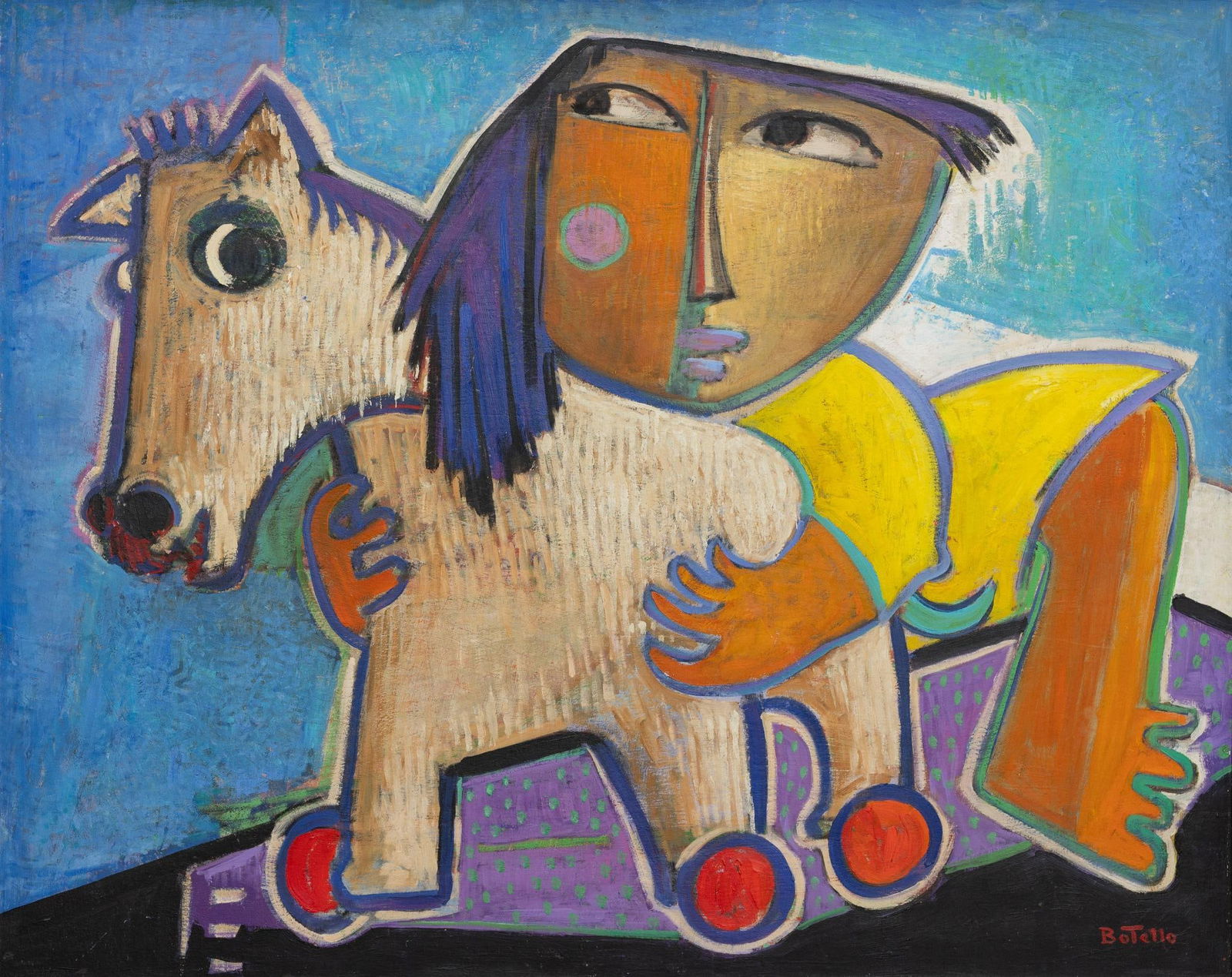 Angel Botello (Puerto Rican, 1913-1986) Oil on Board (1 of 3)