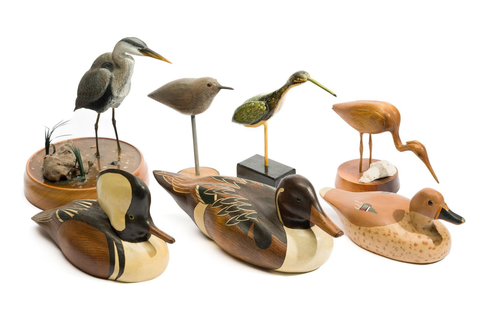 7 Hand Carved Birds incl Decoys and Shore Birds (1 of 14)