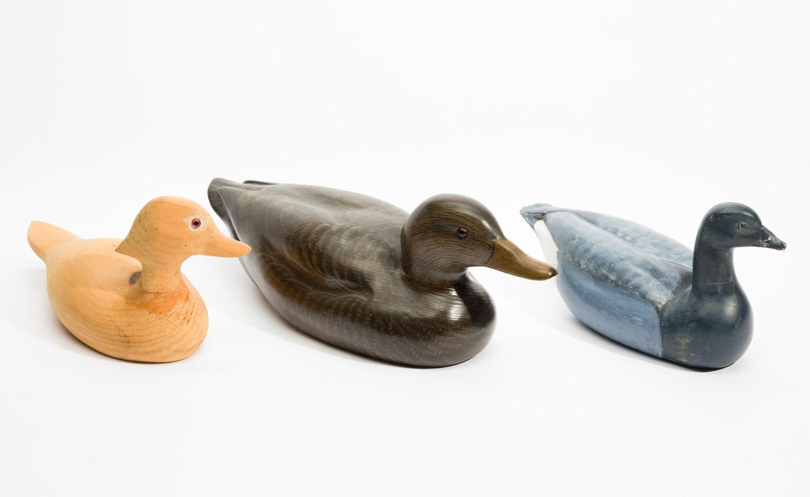3 Duck Decoys: 11" to 17" wide x 5" to 7" deep x 5-3/4" to 6" hig.