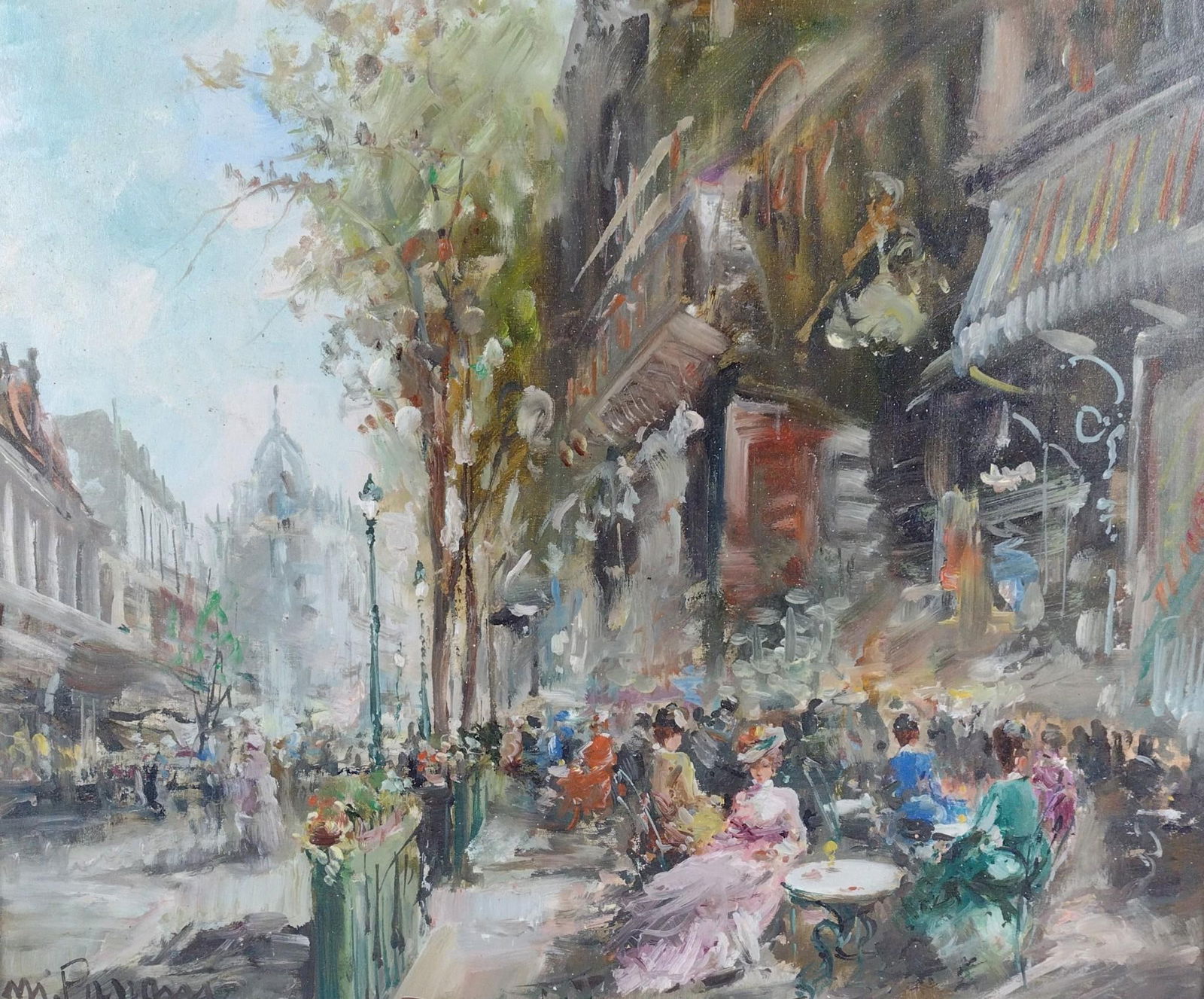 Mario Passoni "Outdoor Cafe" Painting (1 of 5)