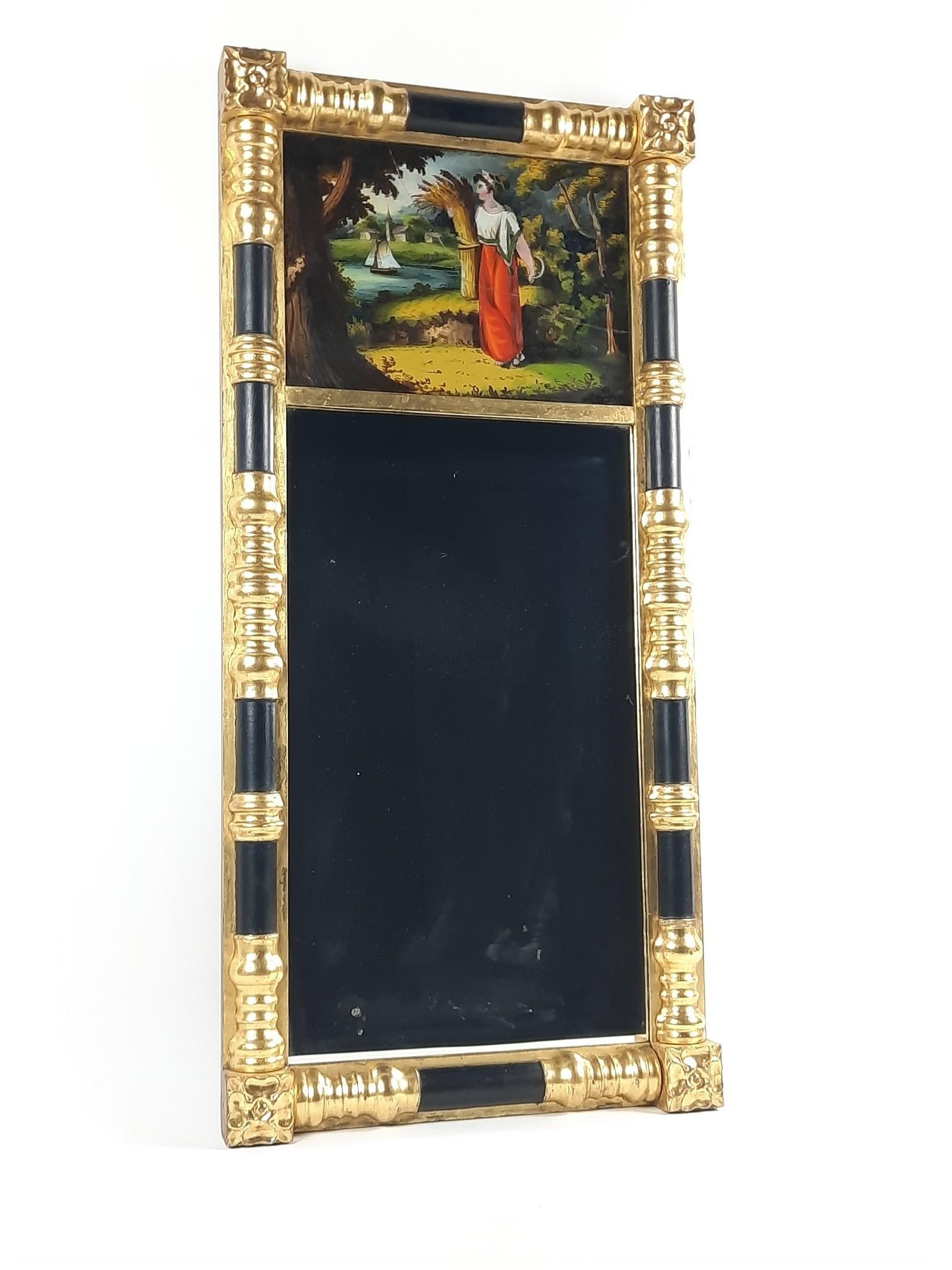 Antique Mirror with Reverse Painted Scene (1 of 3)