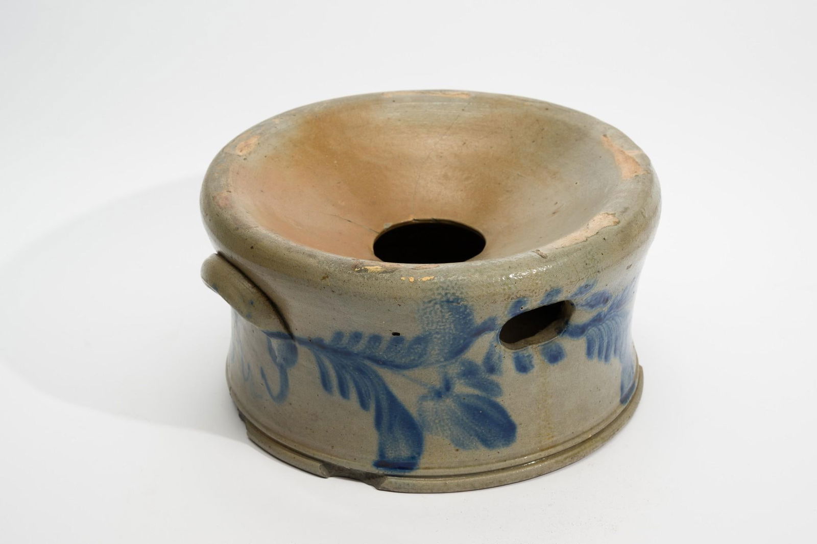Antique Cobalt Decorated Stoneware Spittoon (1 of 6)