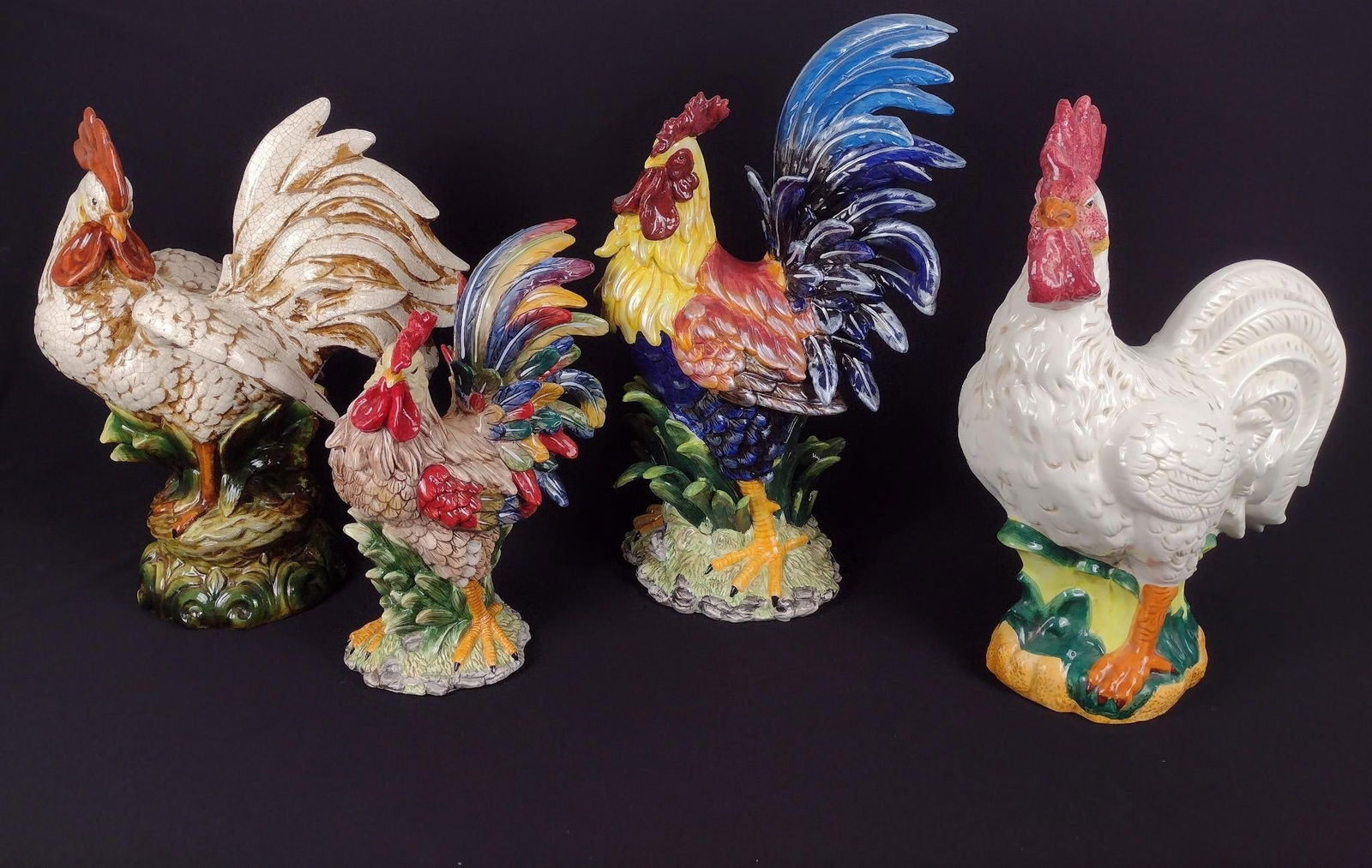 4 Ceramic Roosters (1 of 2)