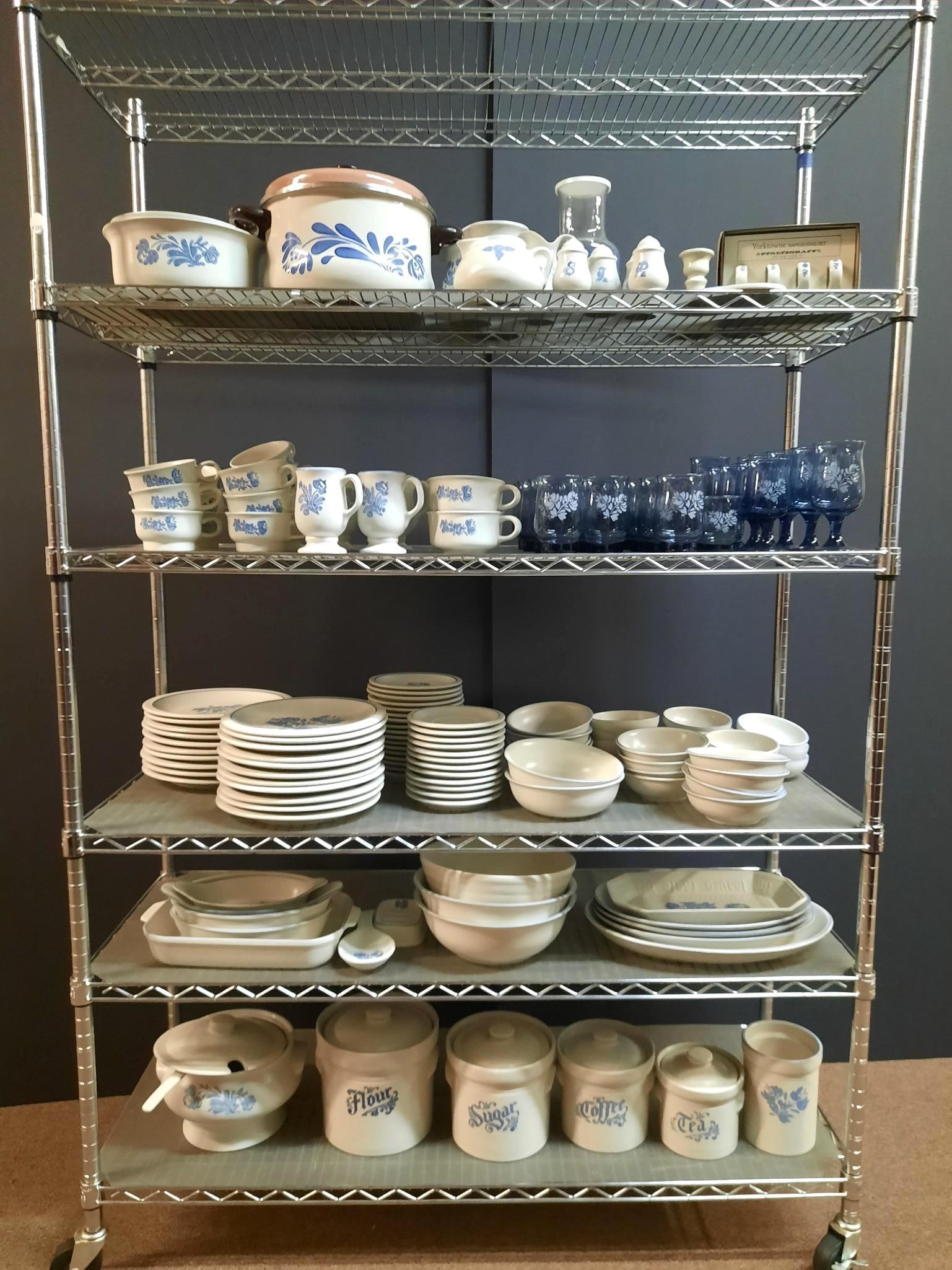 159 Pcs Pfaltzgraft Dinnerware: NOT ELIGIBLE FOR IN-HOUSE SHIPPING. Dinner plate: 10" diameter. Includes serving and accent pieces. Some with chips.