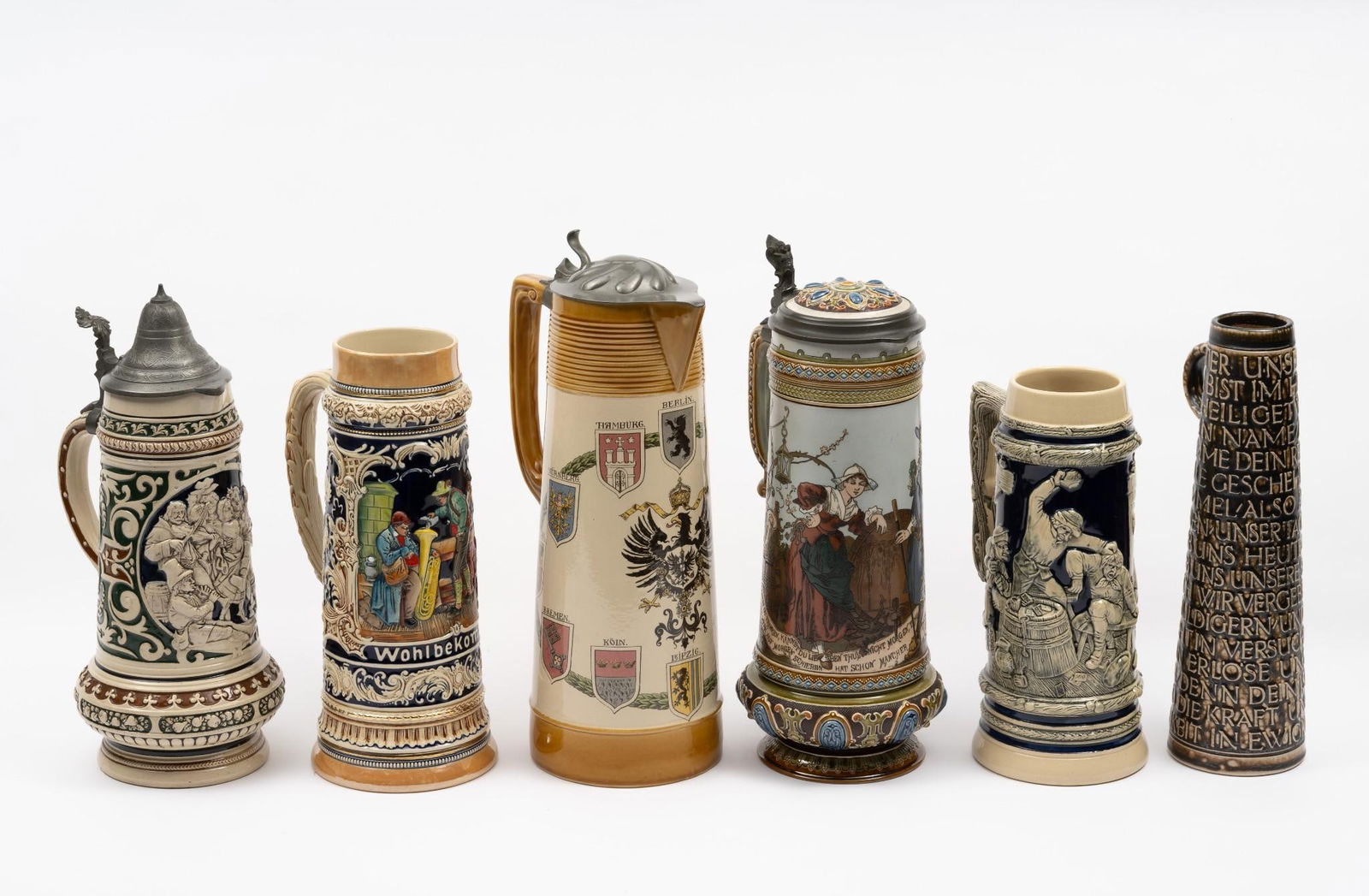 6 Tall Beer Steins incl Mettlach (1 of 13)