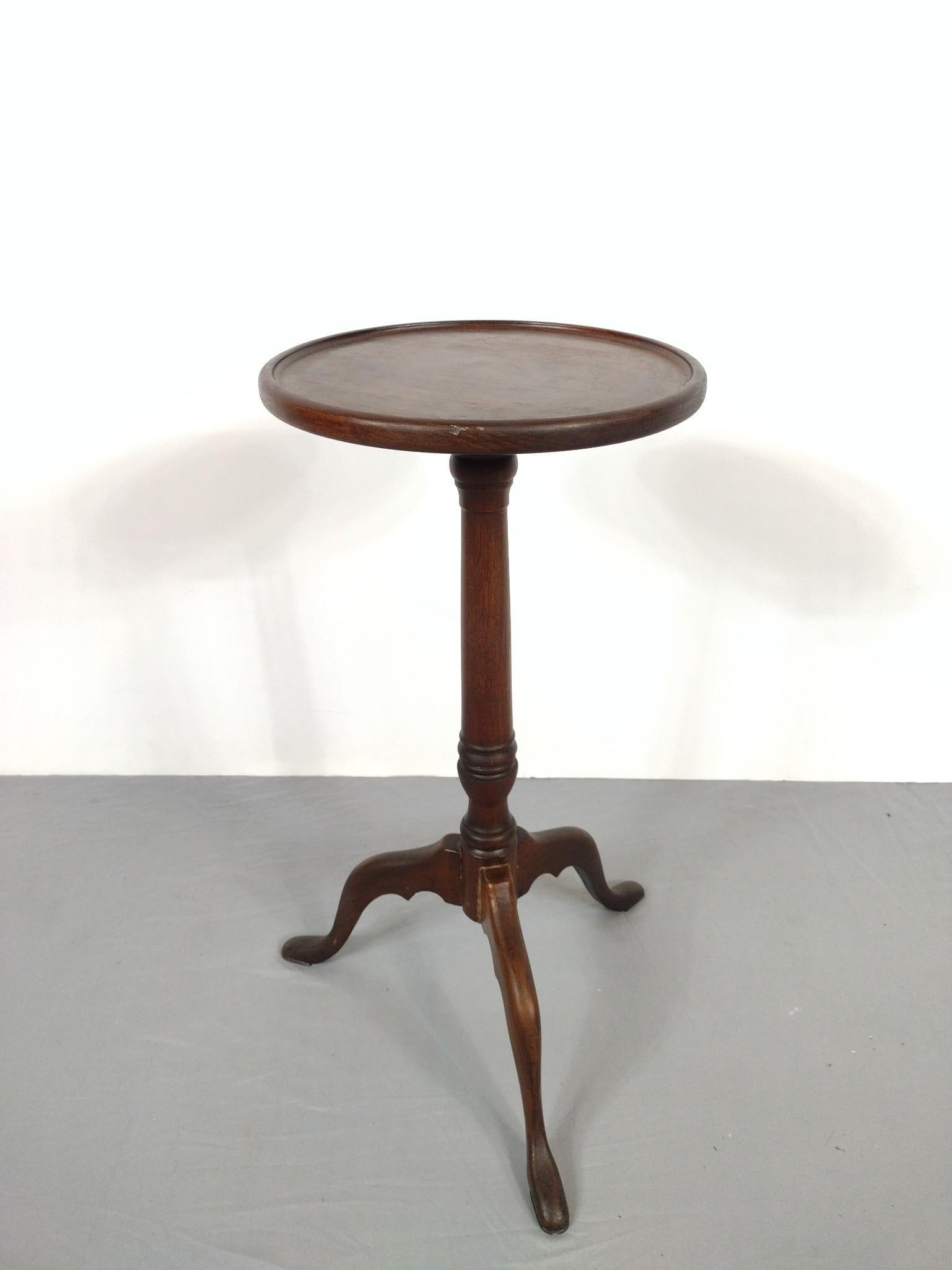 Candle Stand: NOT ELIGIBLE FOR IN-HOUSE SHIPPING. 12" diameter X 25" high. One leg has repair.