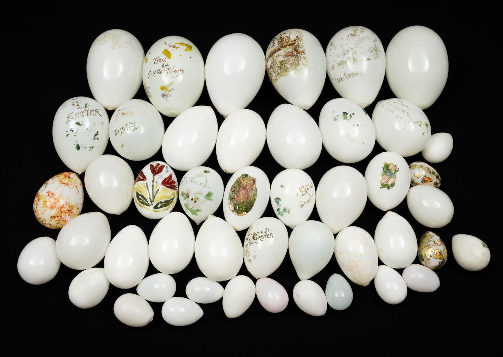 46 Milk Glass Eggs incl Hand Painted (1 of 5)