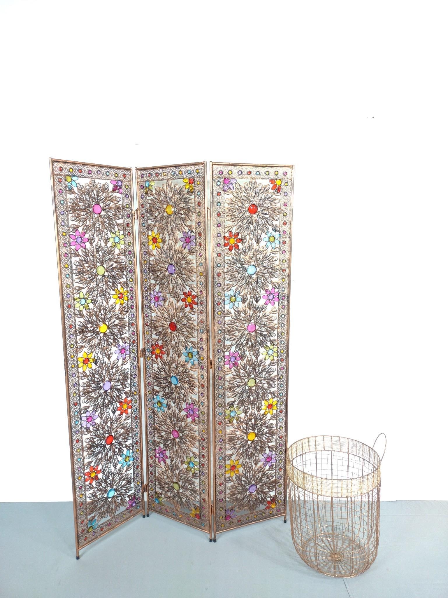 Decorative Room Screen & Copper Wire Basket (1 of 6)