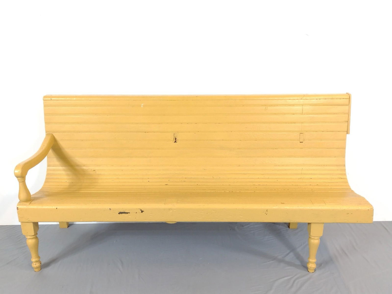 Yellow Painted Church Pew (1 of 6)