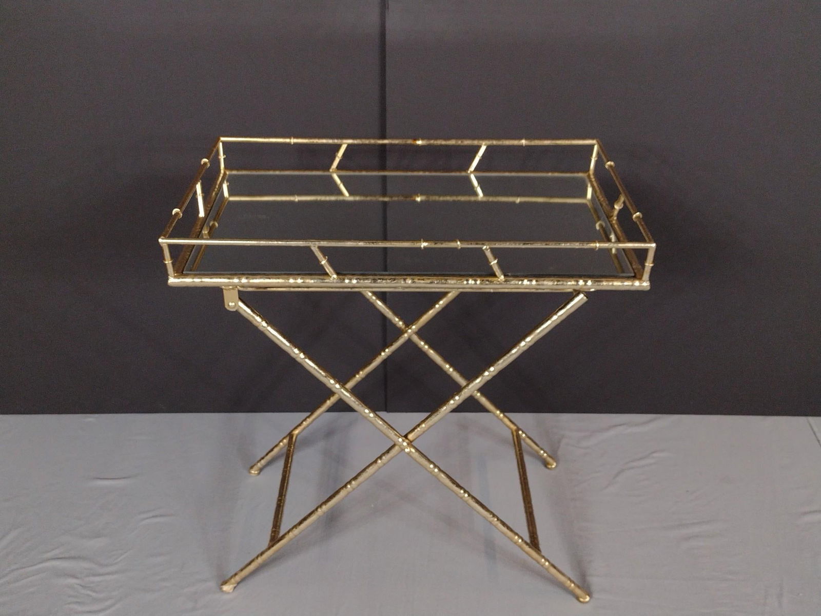 Metal Mirror Top Tray Table (1 of 4)