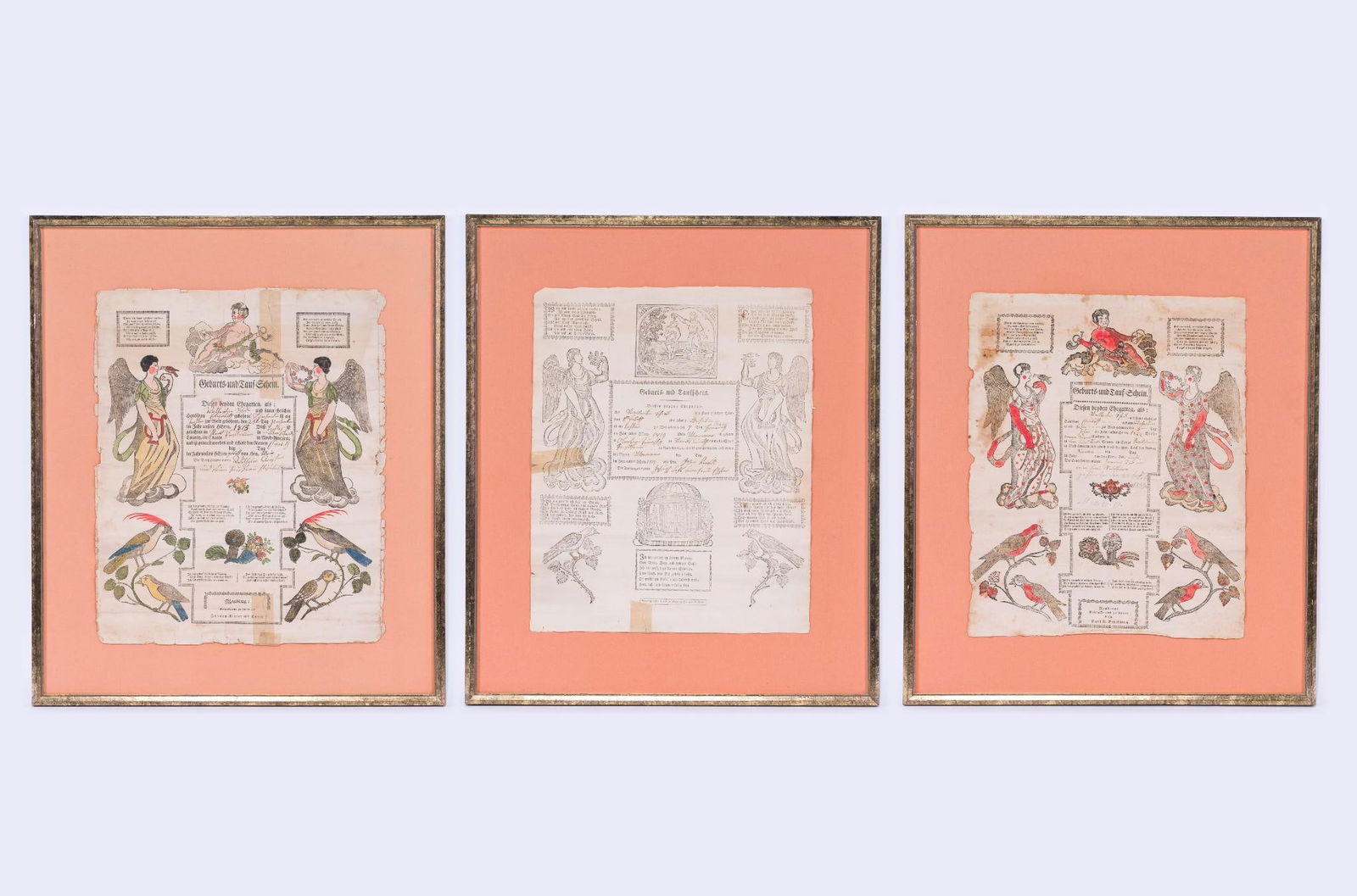 3 Antique German Frakturs incl Colored (1 of 10)