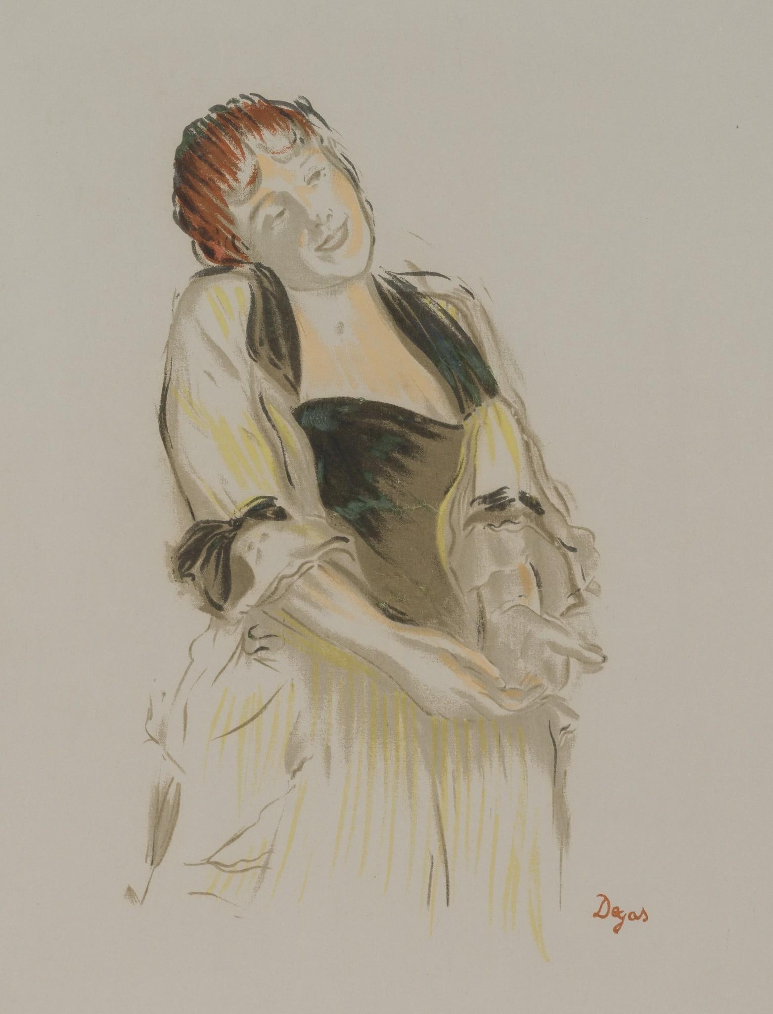 Aft. Edgar Degas Woman's Portrait Colored Lithograph (1 of 4)