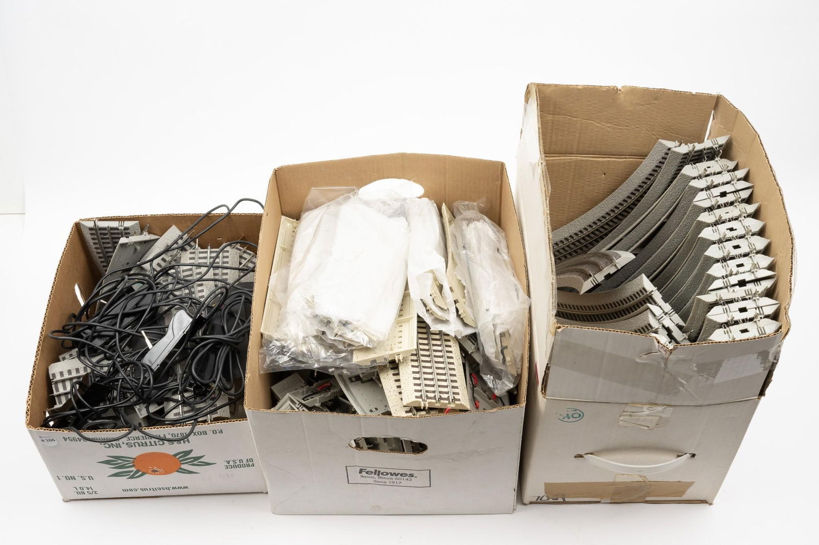 3 Boxes of Train Tracks w/ 7 Electrical Switch Controllers (1 of 4)