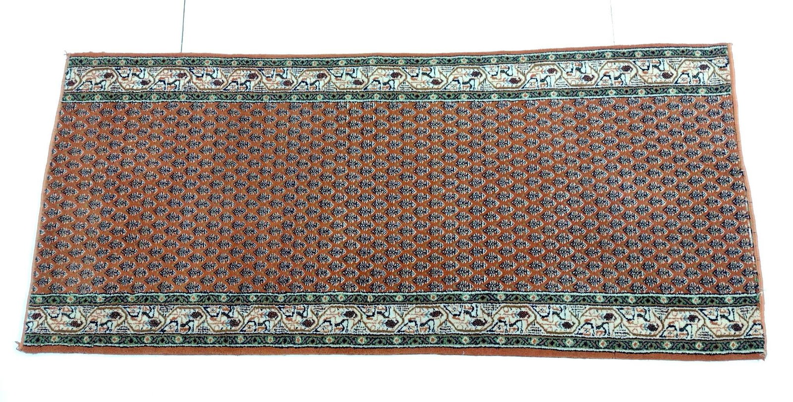 Persian Meir Style Runner: NOT ELIGIBLE FOR IN-HOUSE SHIPPING. 6'1" long X 2'10" wide. Some stretching.