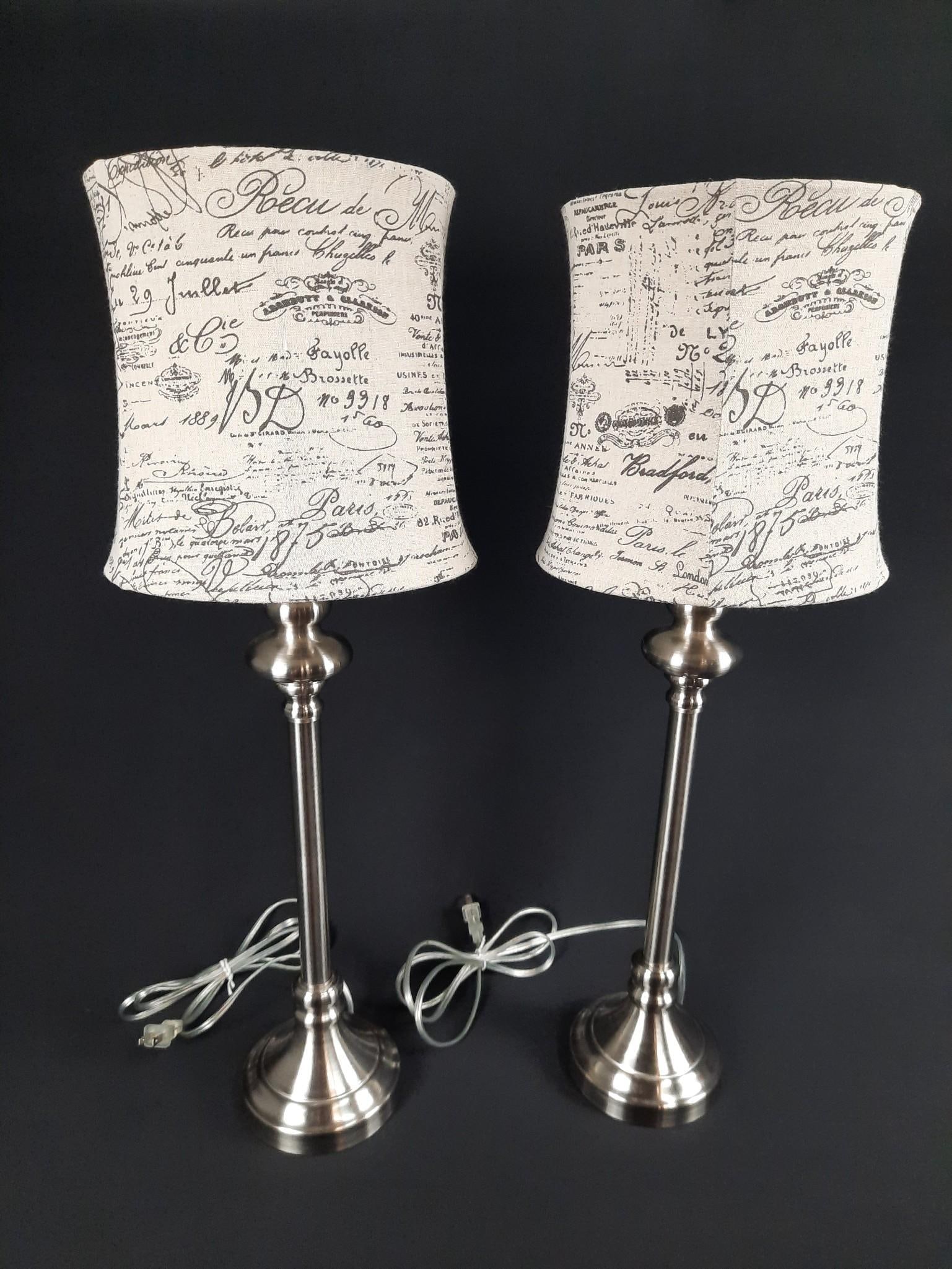 Pr. Contemporary Table Lamps with Passport Print Shades (1 of 2)